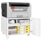 White Metal Printer Stand with Storage