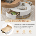 Modern Round Lift-Top Nesting Coffee Tables with 2 Drawers