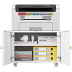 White Metal Printer Stand with Storage