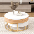 Modern Round Lift-Top Nesting Coffee Tables with 2 Drawers