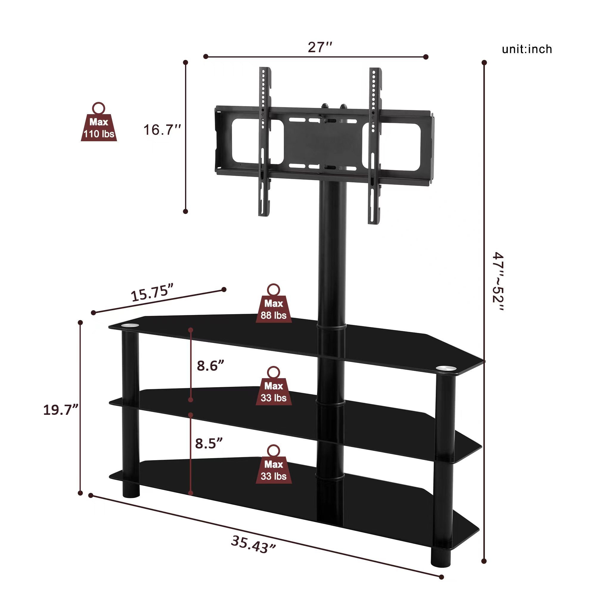 35.4 Inch TV & Entertainment Stand
