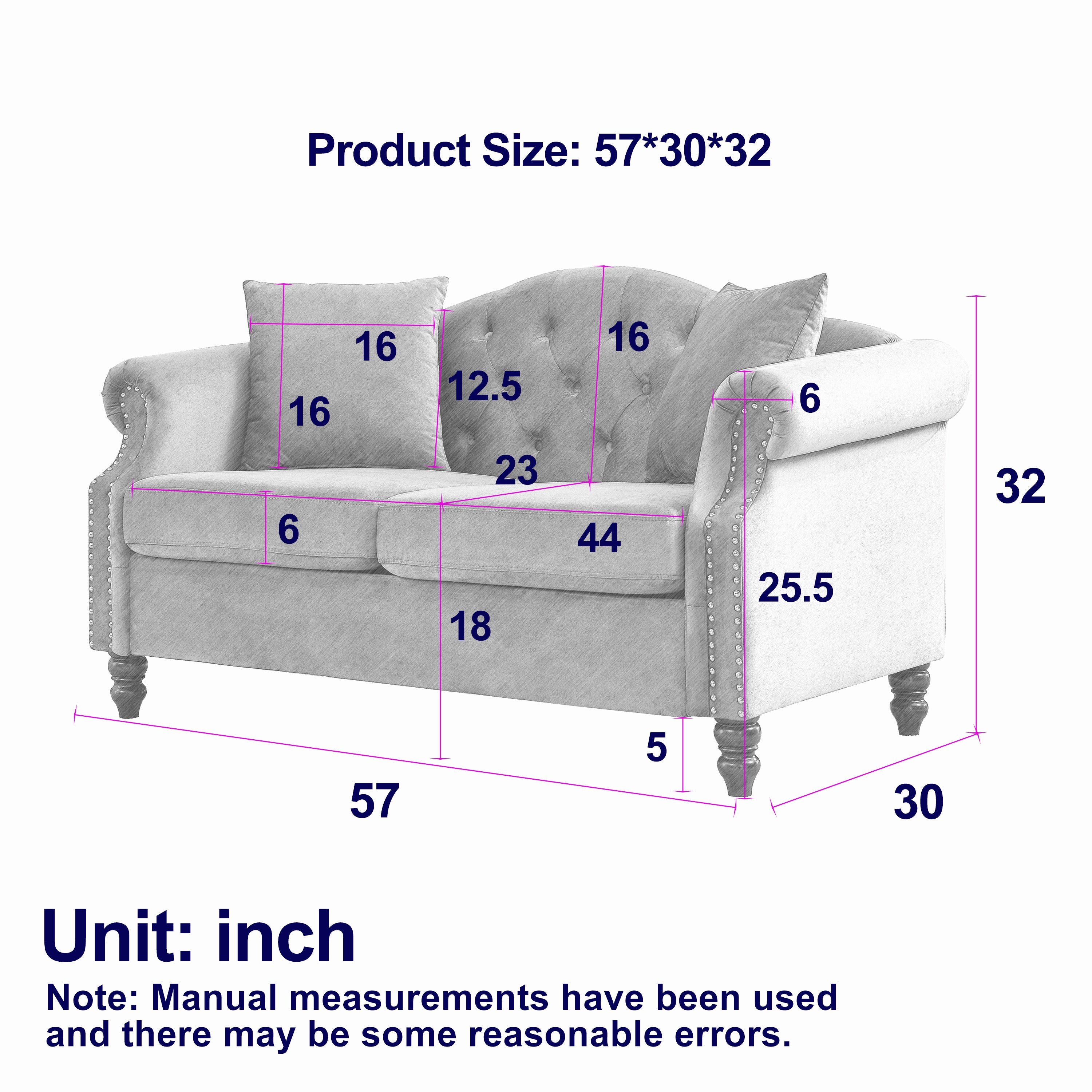 57" Chesterfield Sofa