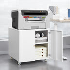 White Mobile Metal Printer Stand With Storage