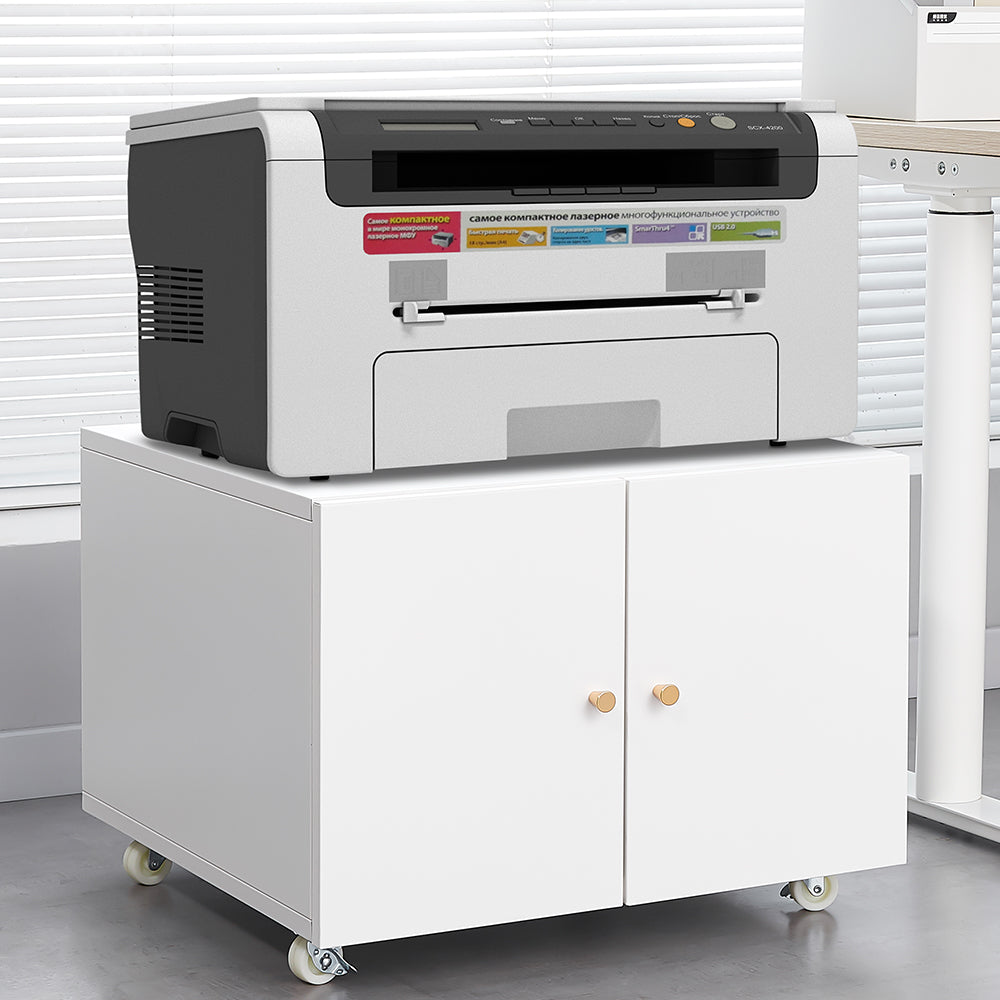 White Metal Printer Stand with Storage