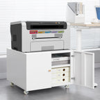White Metal Printer Stand with Storage