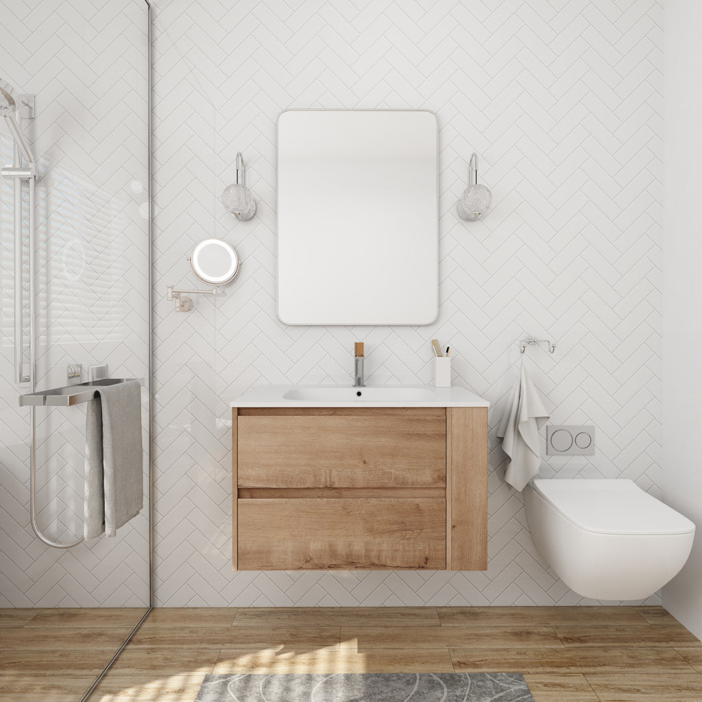 30" Wall Mounting Bathroom Vanity With Gel Sink