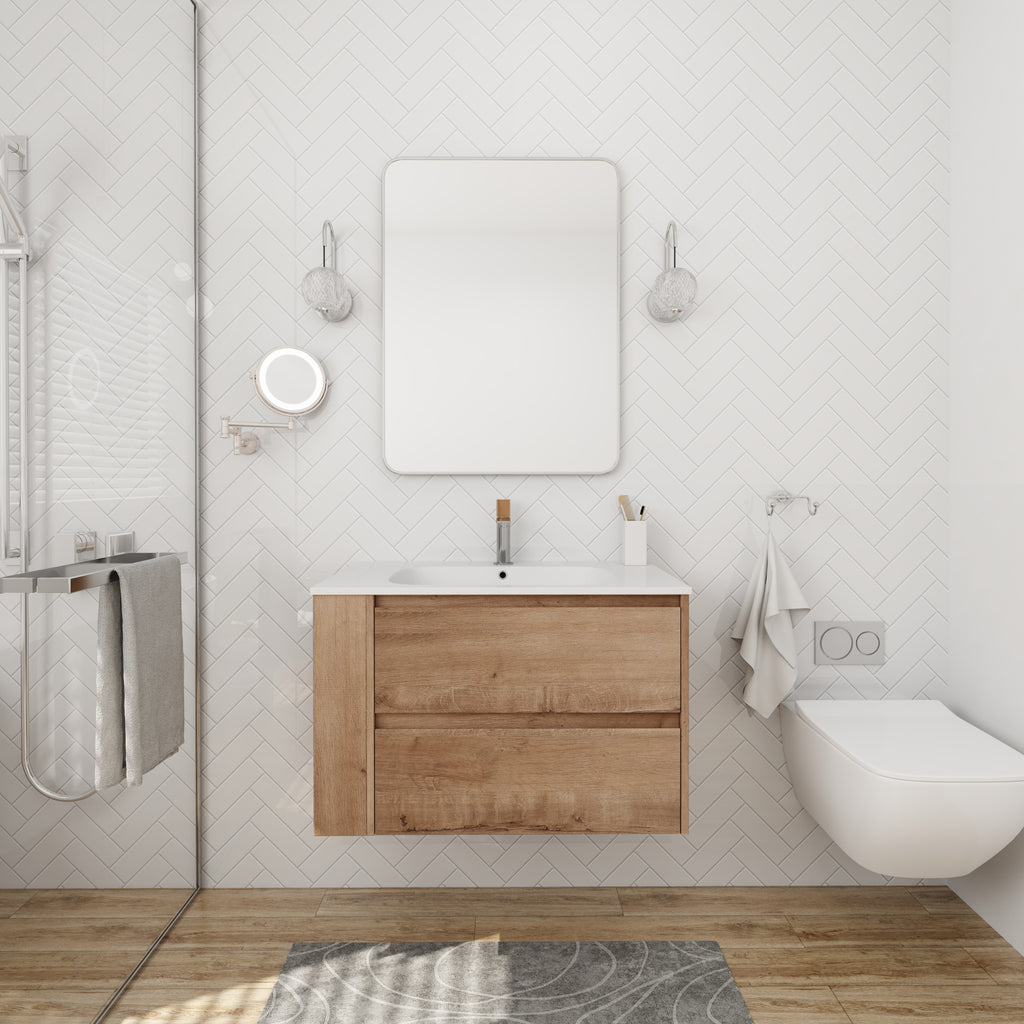 30" Wall Mounting Bathroom Vanity With Gel Sink