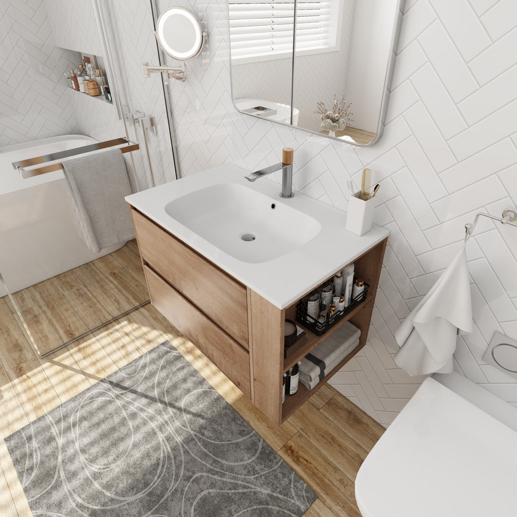 30" Wall Mounting Bathroom Vanity With Gel Sink