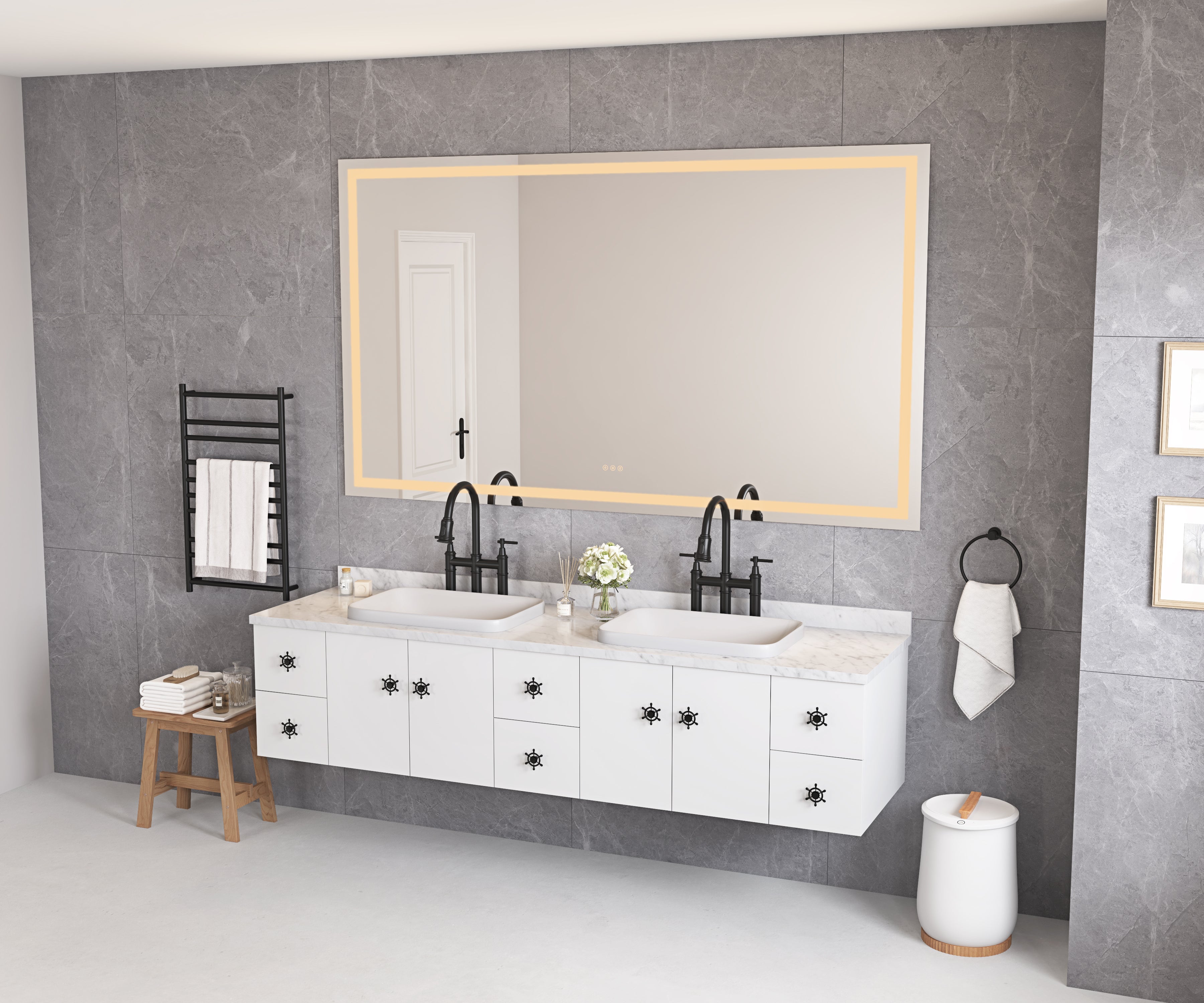LED Bathroom Mirror 84"x48" with Front and Backlight