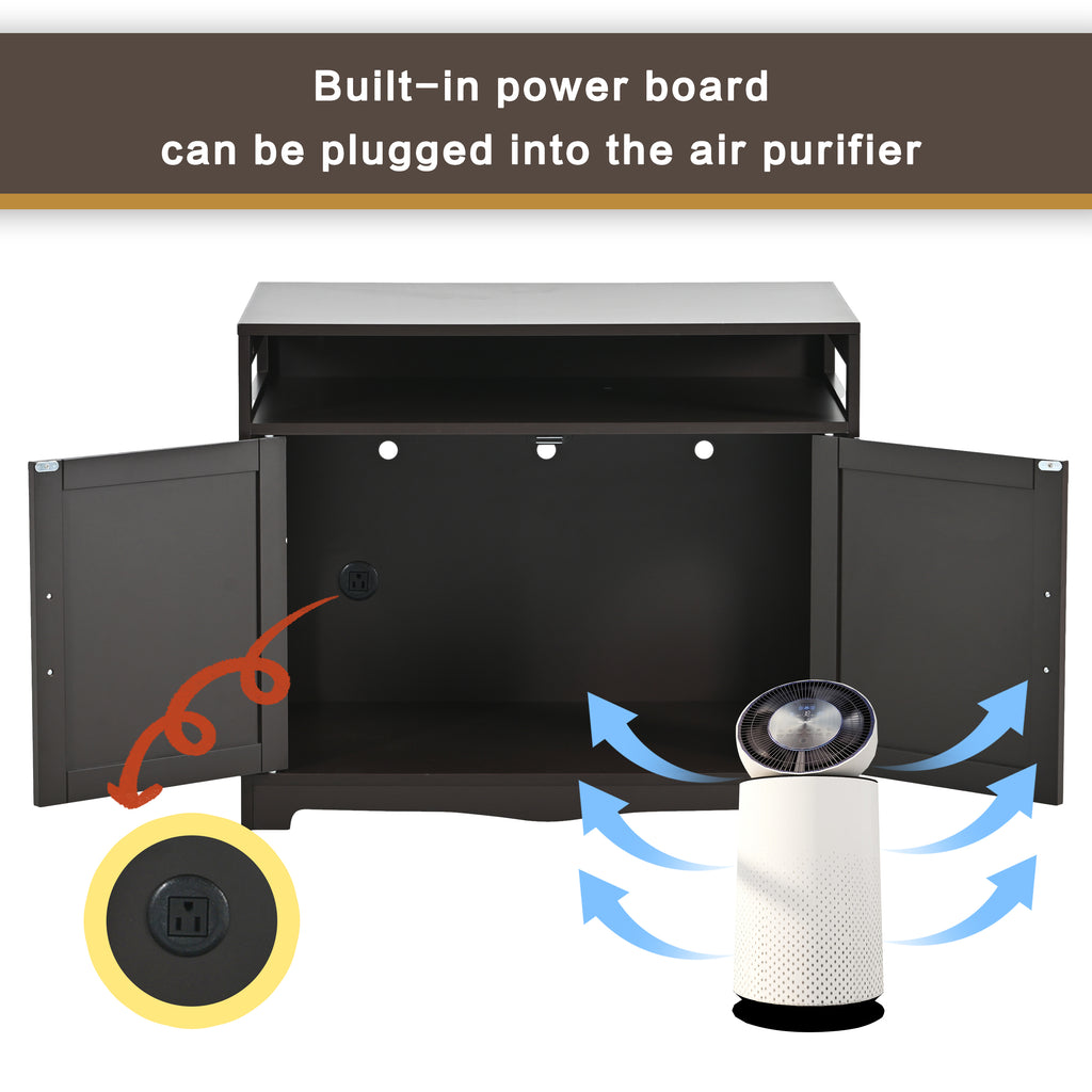 Litter Box Enclosure with Hidden Plug