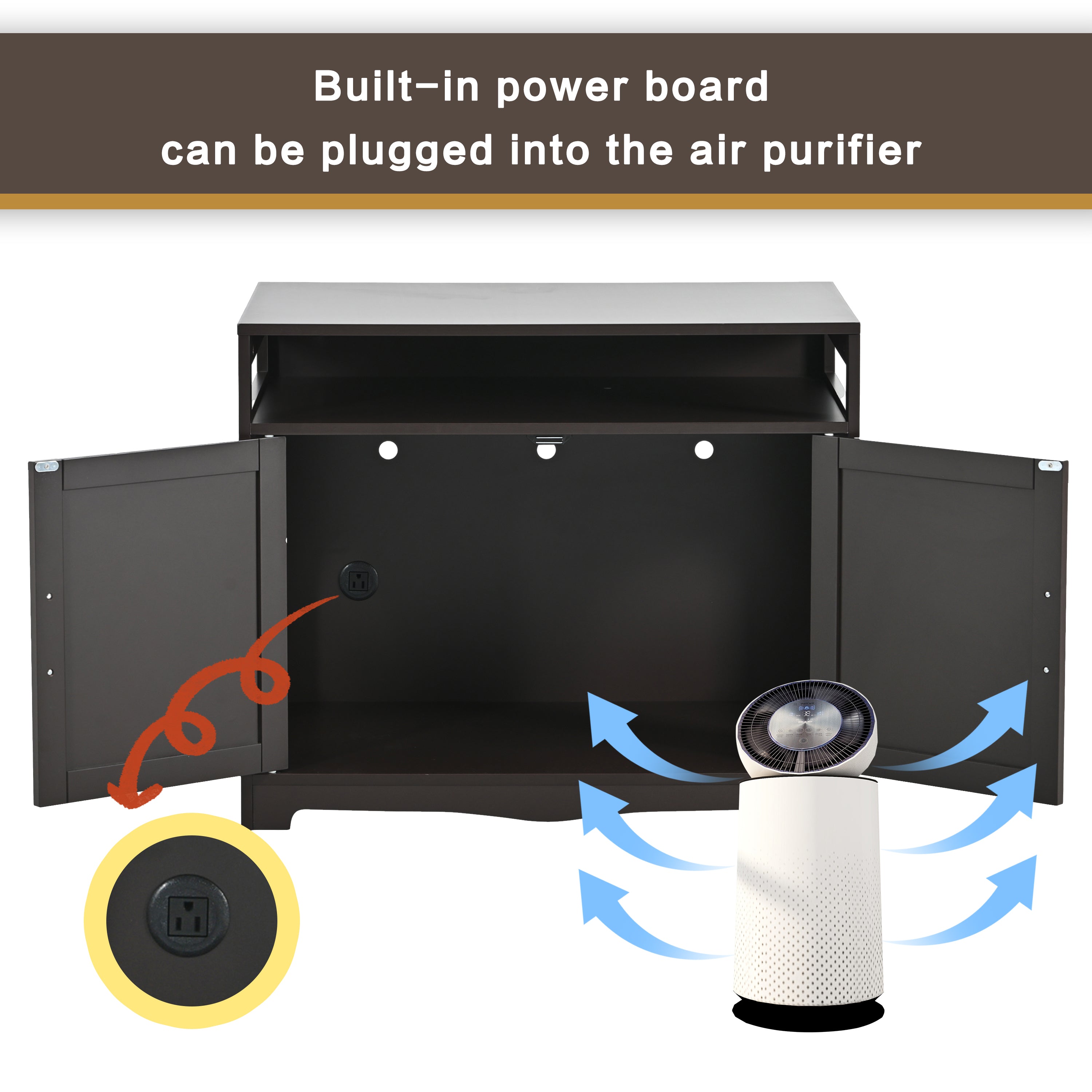 Litter Box Enclosure with Hidden Plug