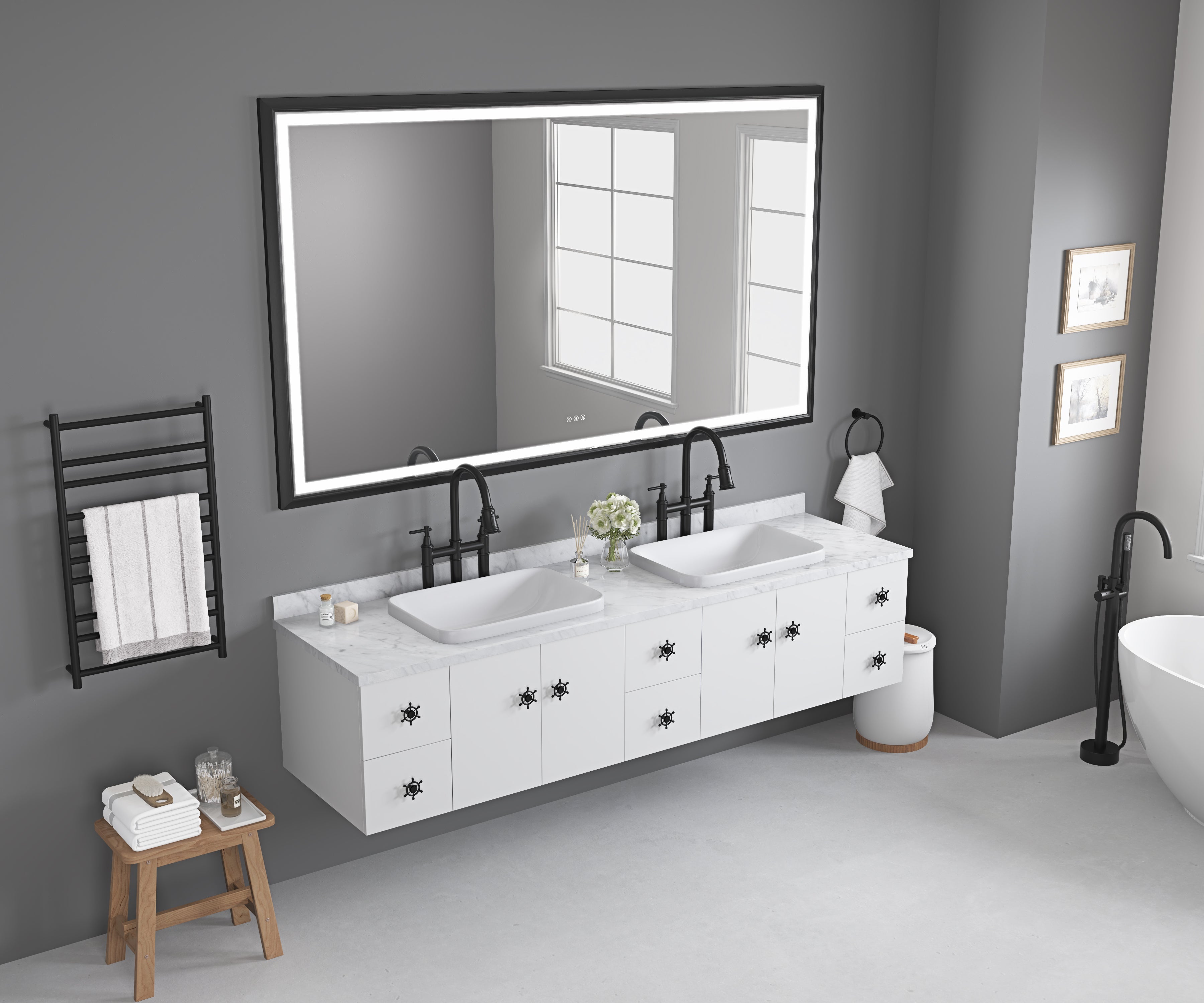 72 Inch W x 48 Inch H Oversized Rectangular Bathroom Mirror