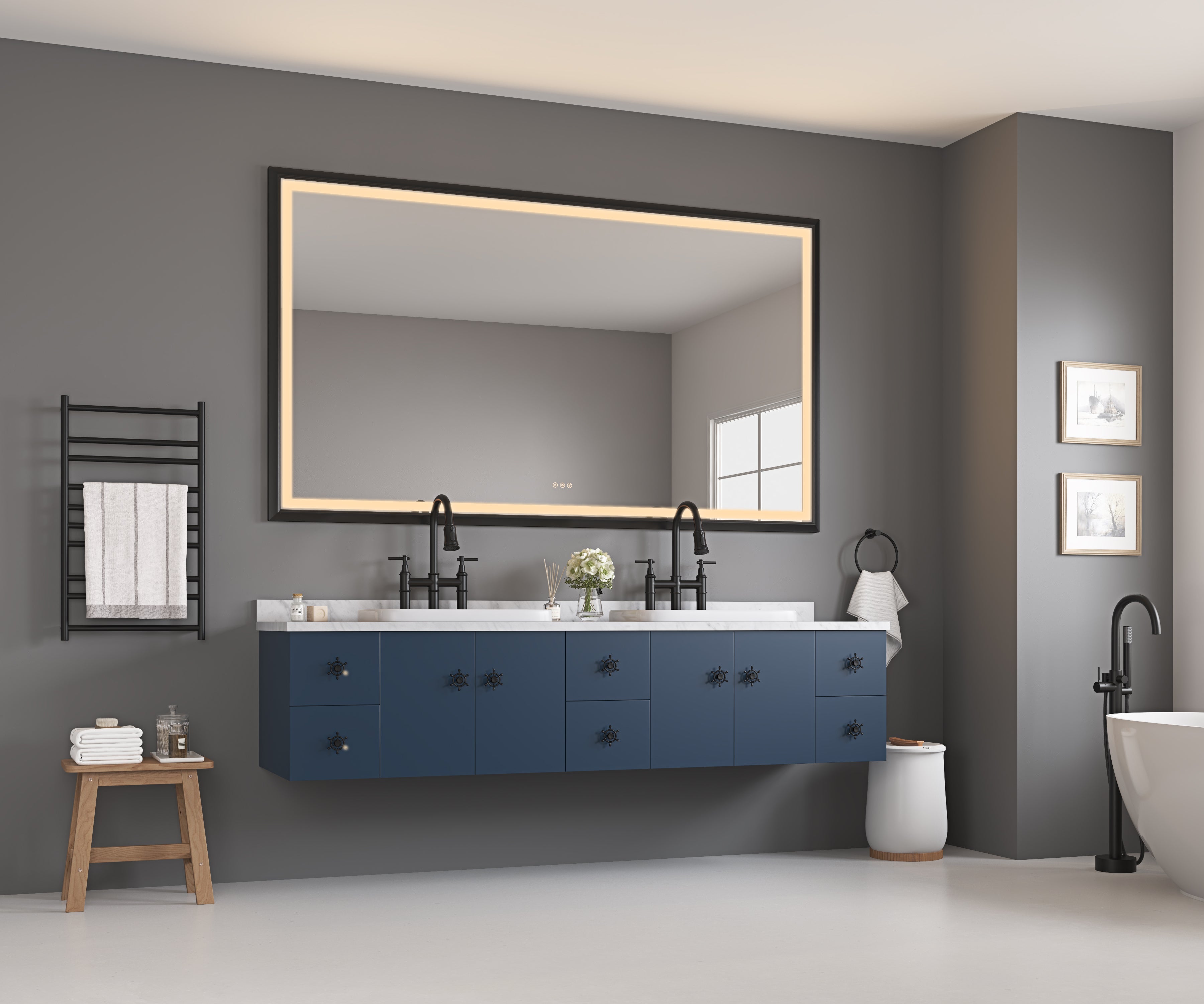 72 Inch W x 48 Inch H Oversized Rectangular Bathroom Mirror