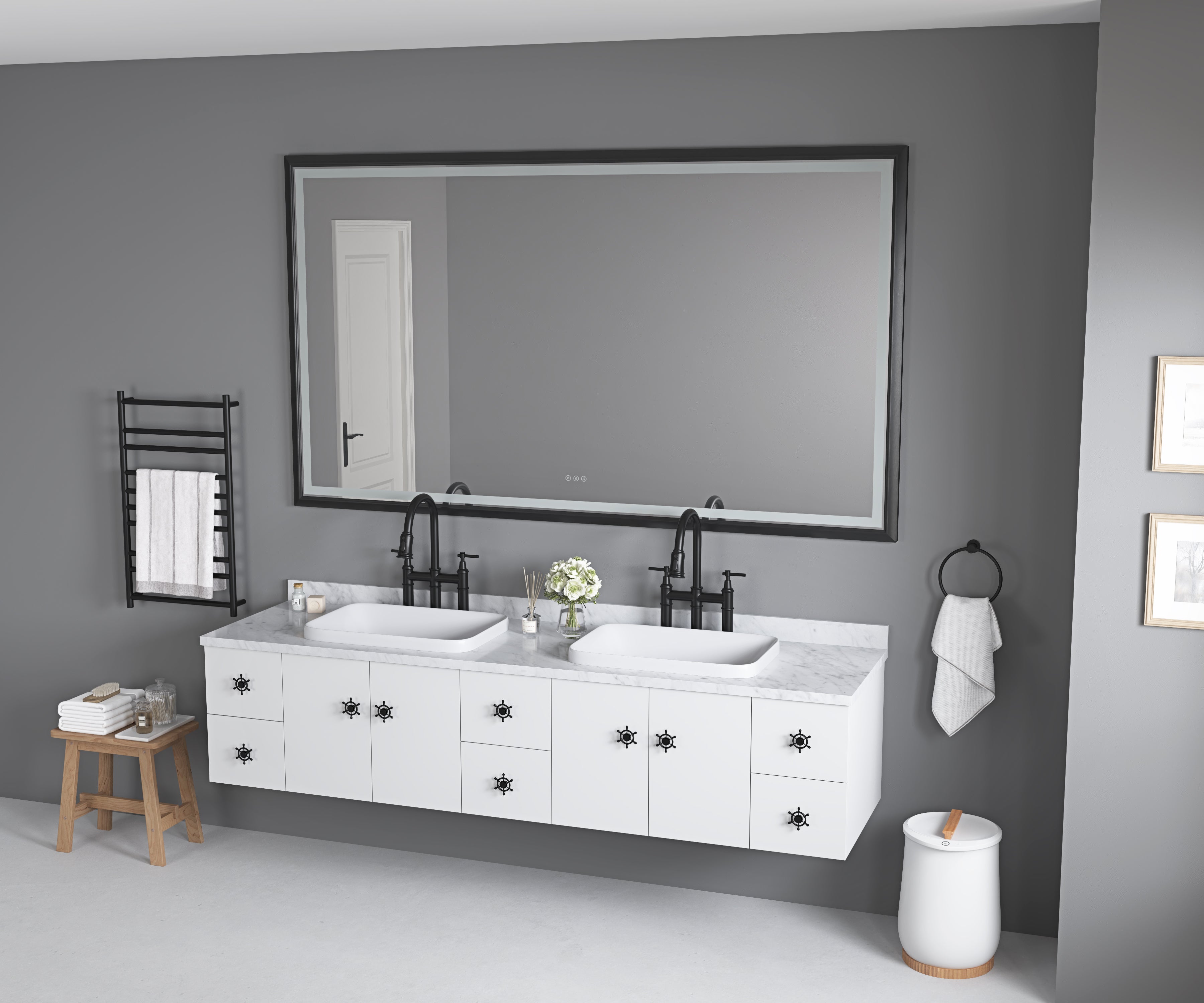 72 Inch W x 48 Inch H Oversized Rectangular Bathroom Mirror
