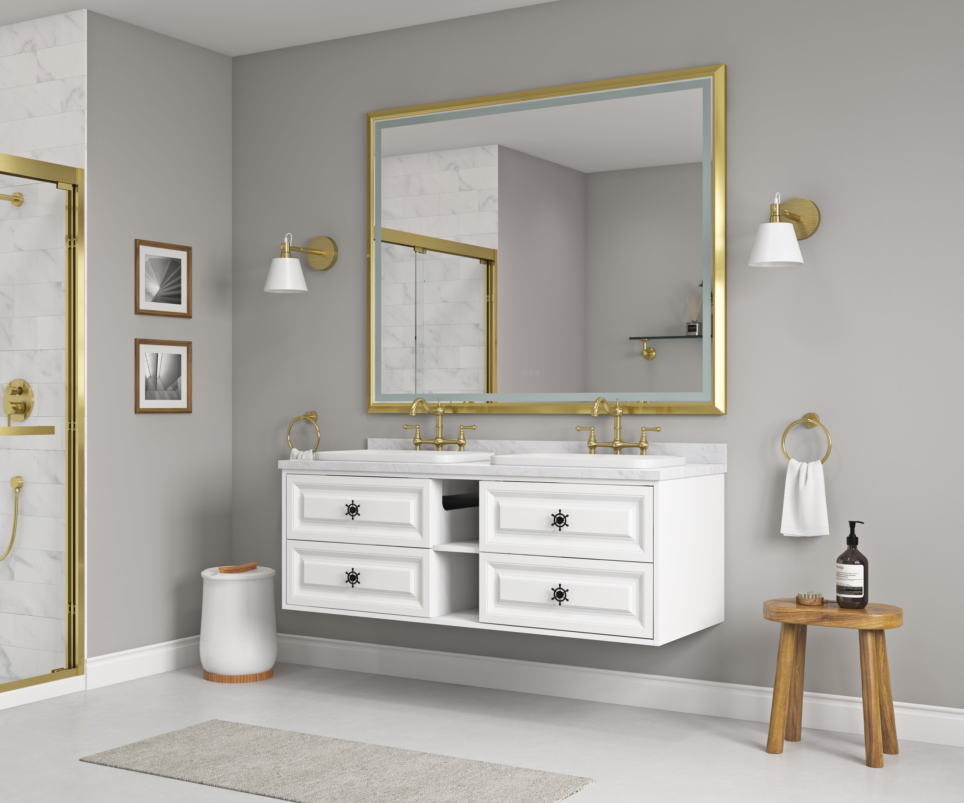 60in. LED Lighted Bathroom Wall Mounted Mirror