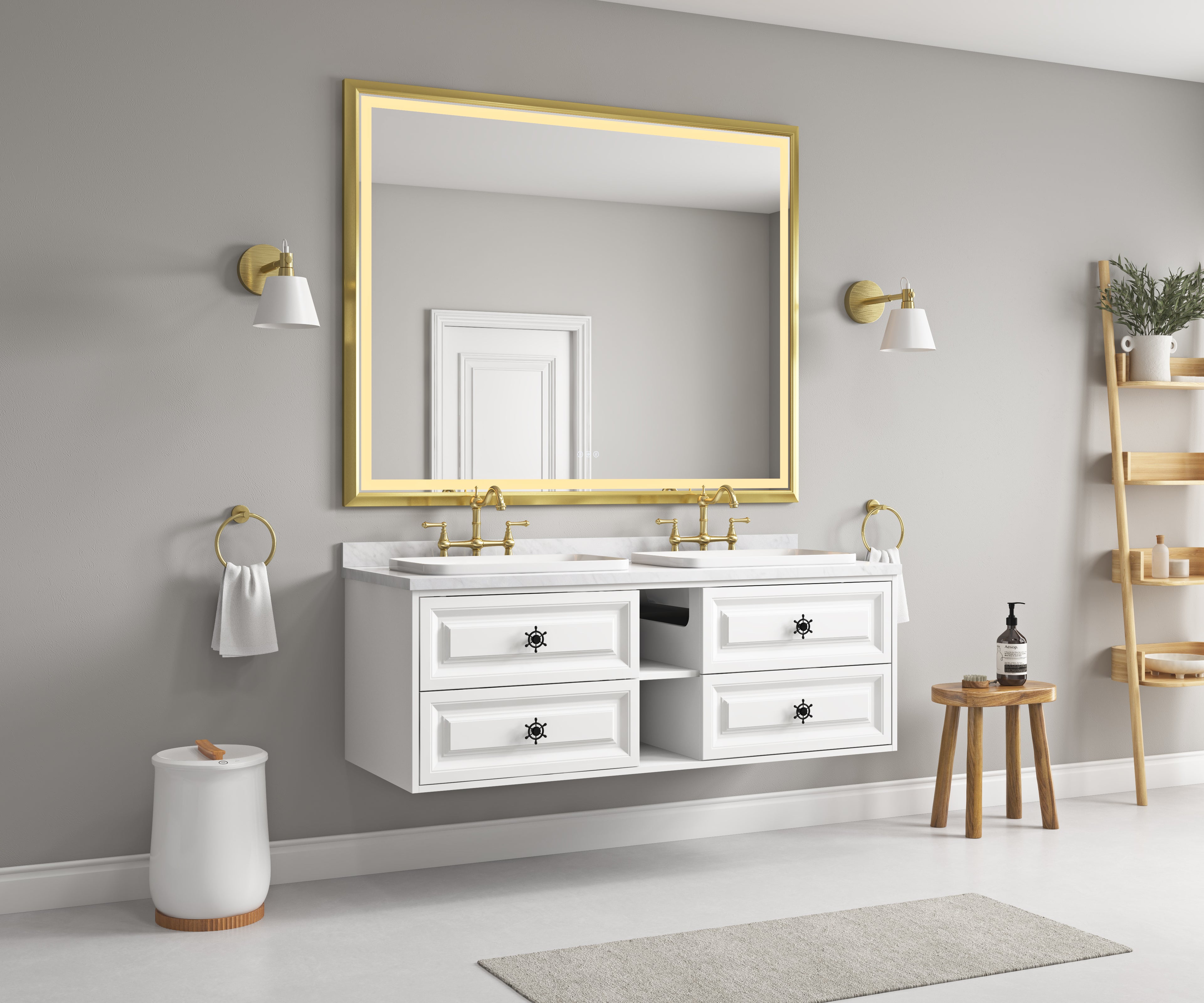 60in. LED Lighted Bathroom Wall Mounted Mirror