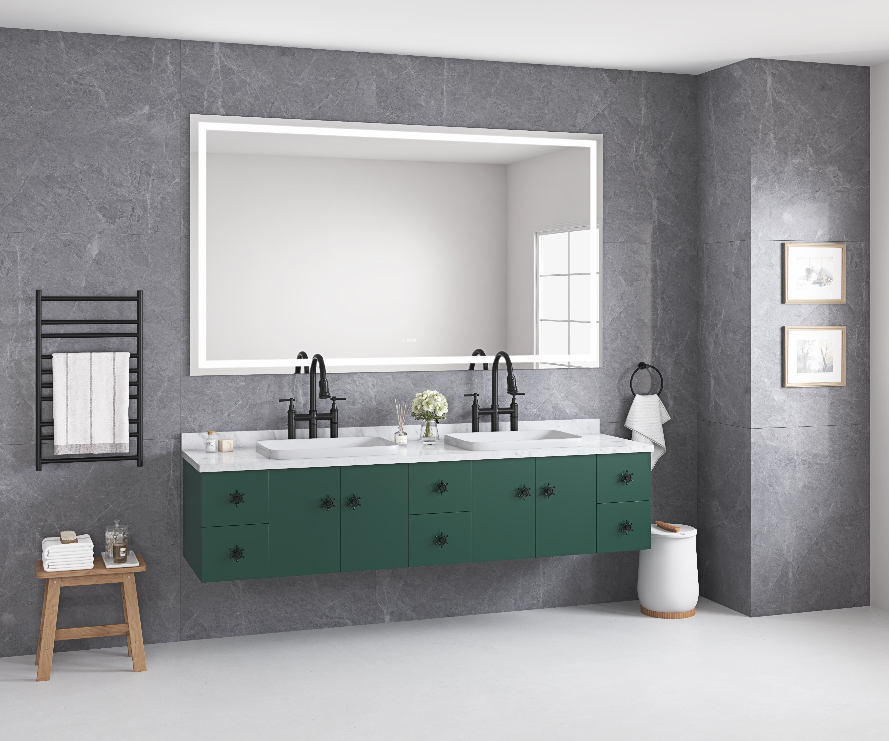 LED Bathroom Mirror 84"x48" with Front and Backlight