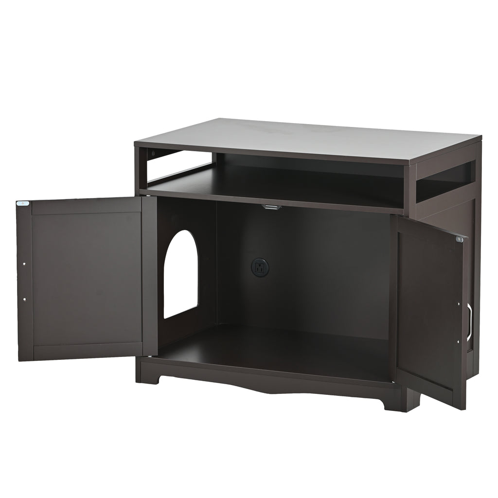 Litter Box Enclosure with Hidden Plug