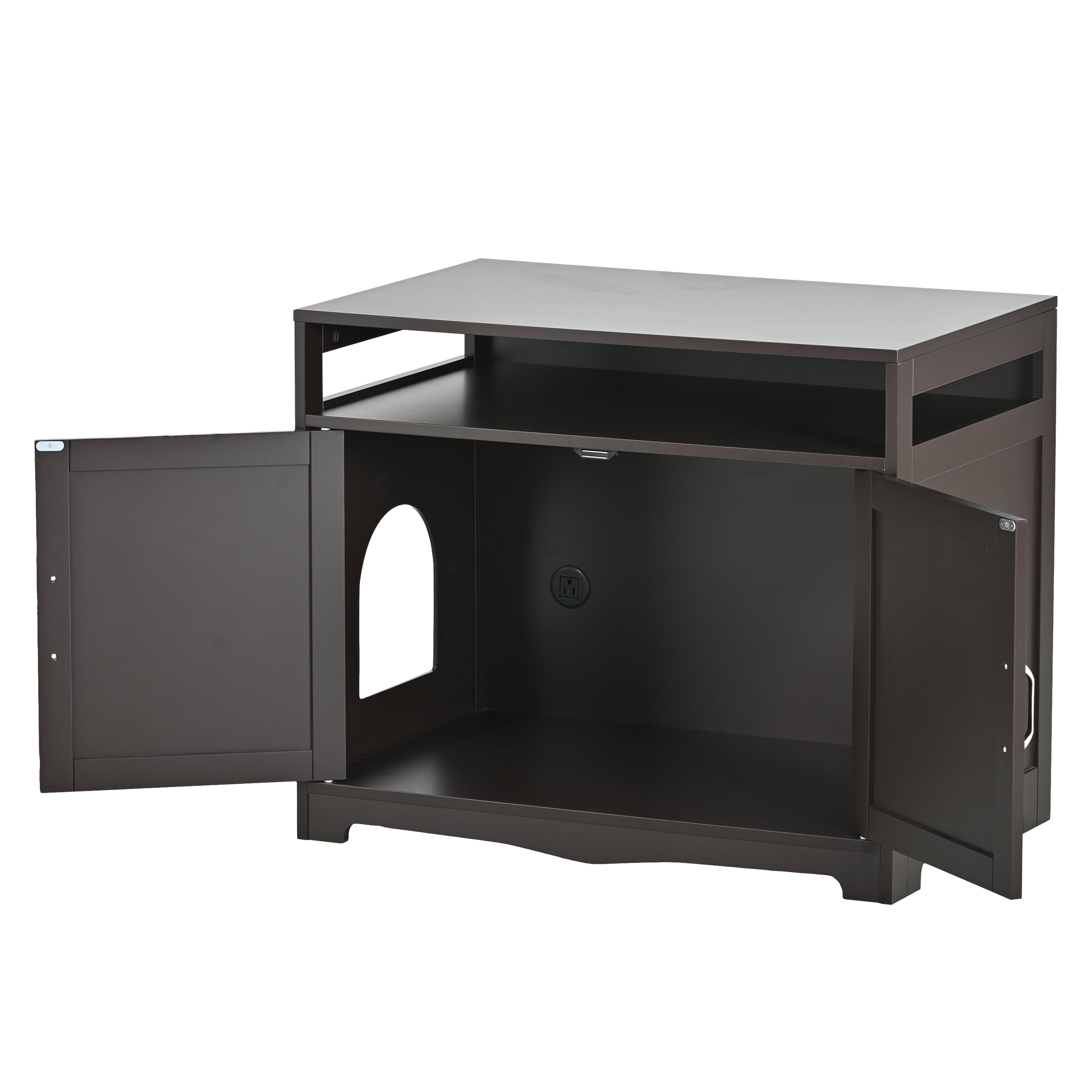Litter Box Enclosure with Hidden Plug