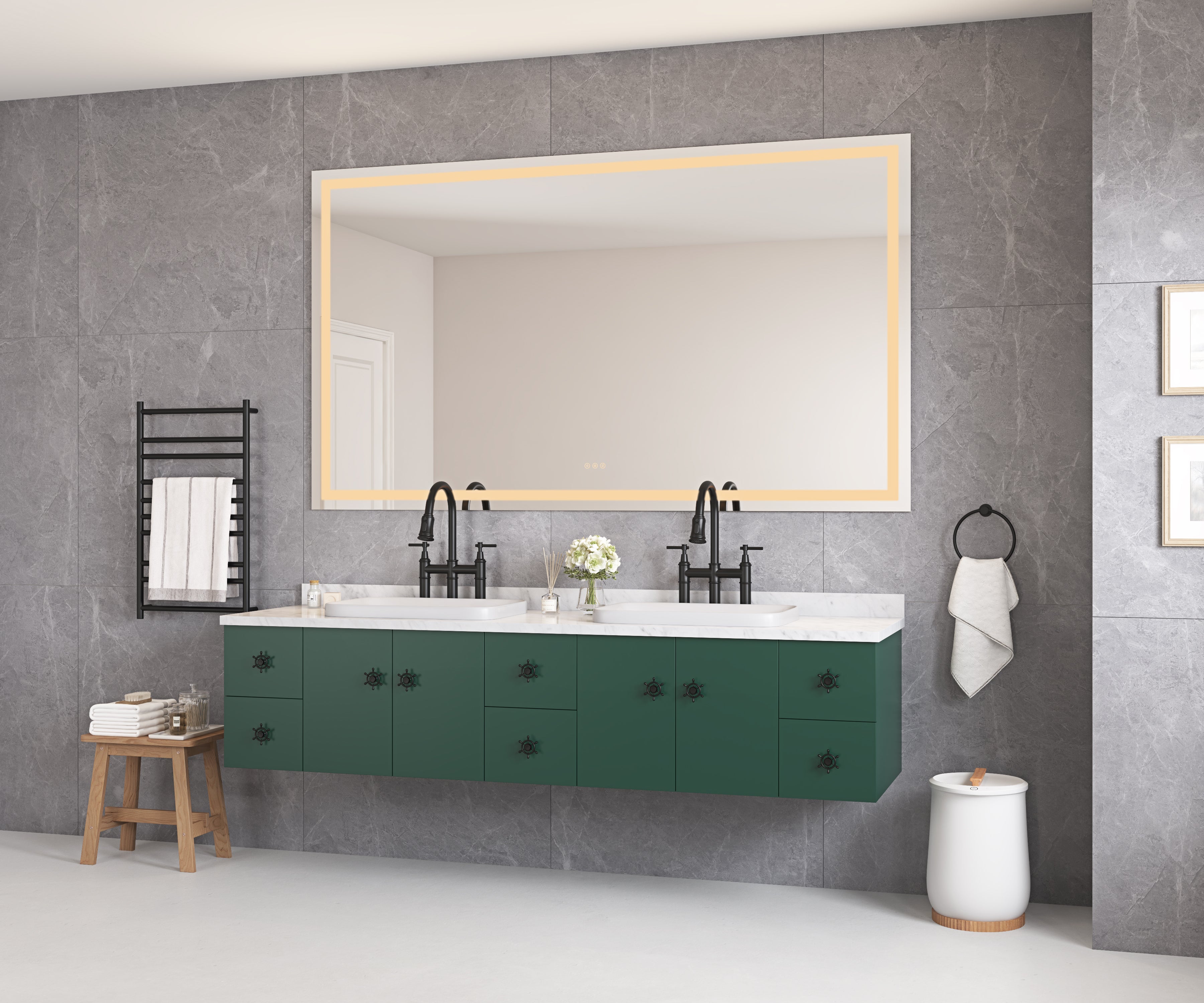 LED Bathroom Mirror 84"x48" with Front and Backlight