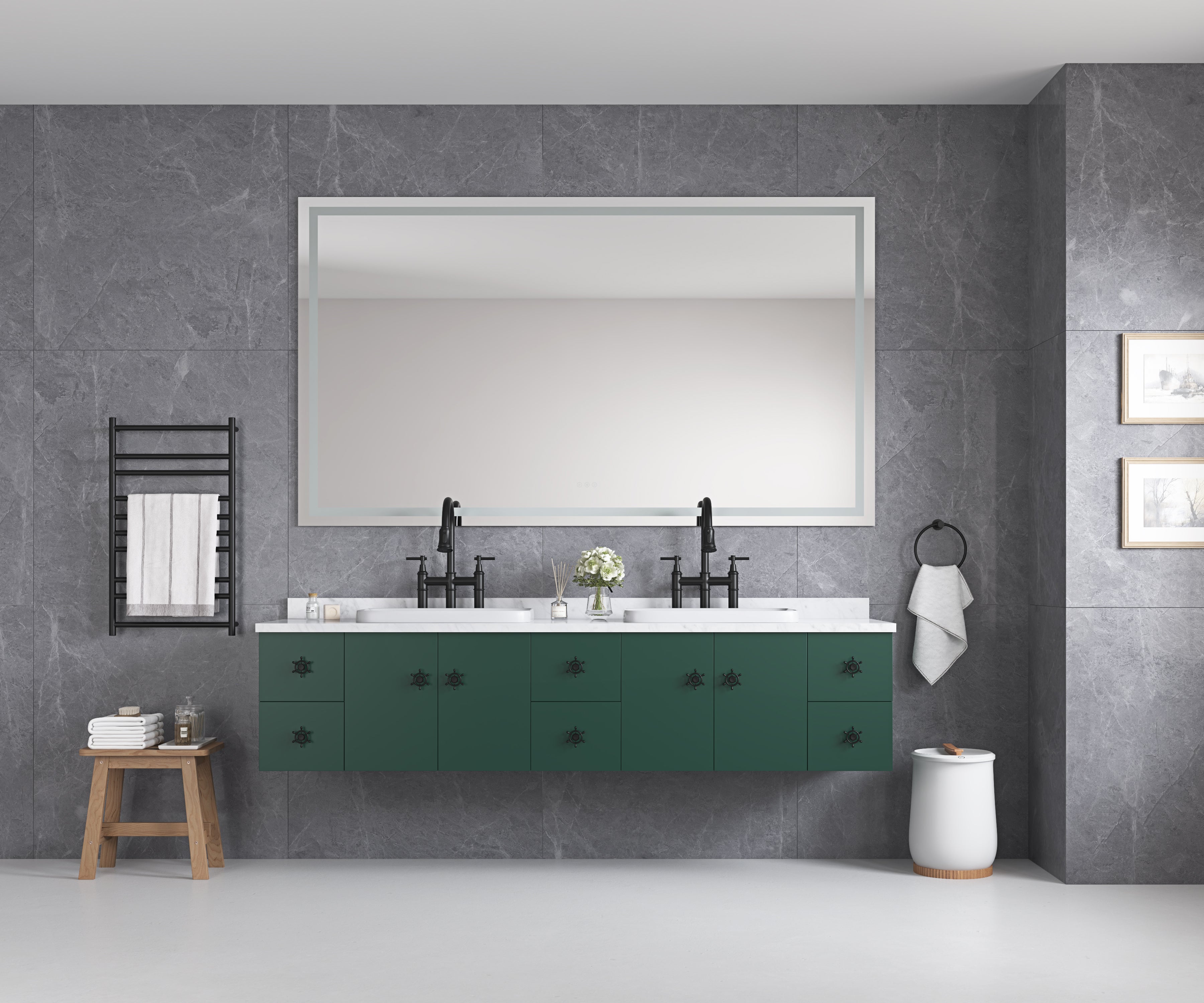 LED Bathroom Mirror 84"x48" with Front and Backlight