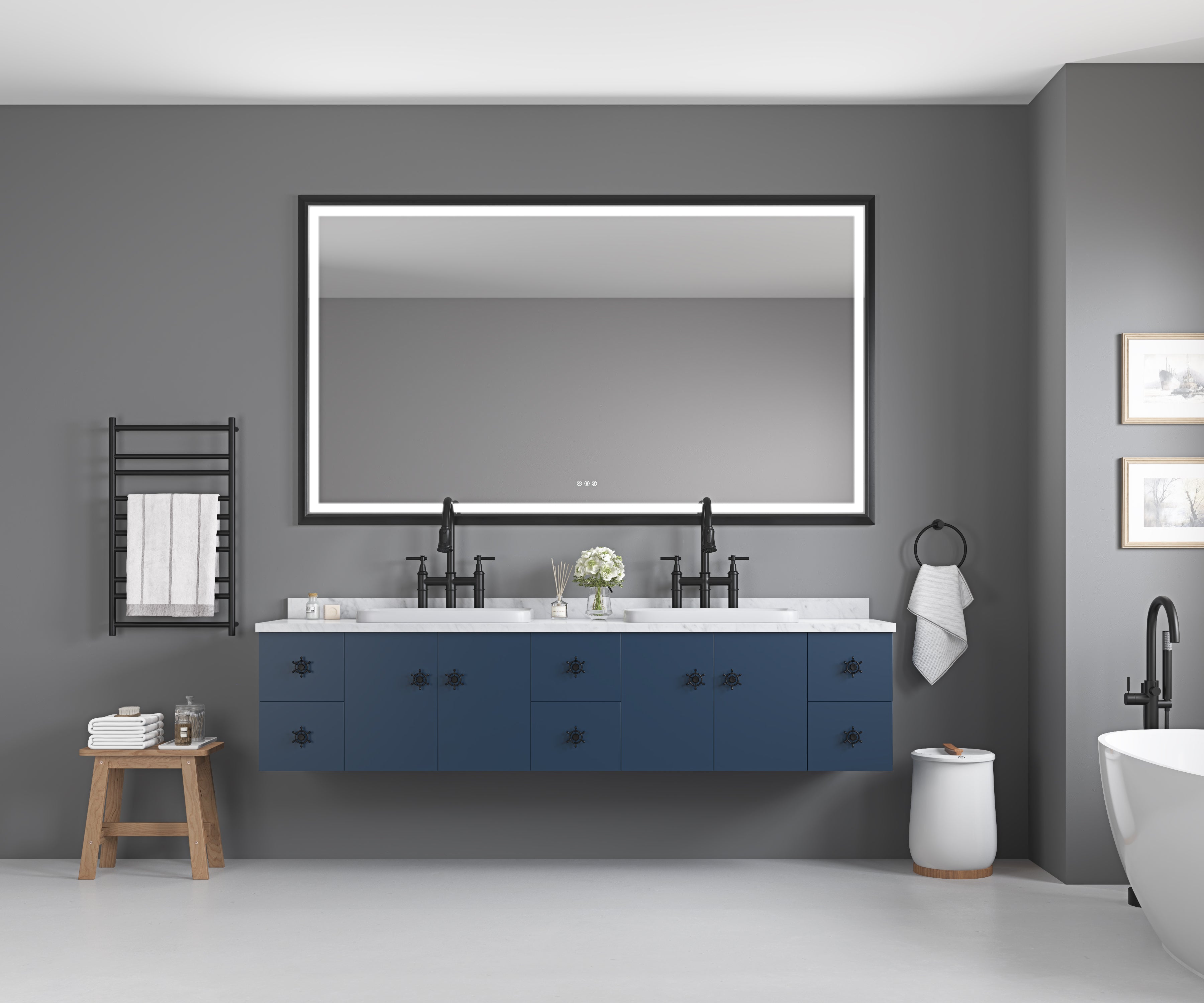 72 Inch W x 48 Inch H Oversized Rectangular Bathroom Mirror