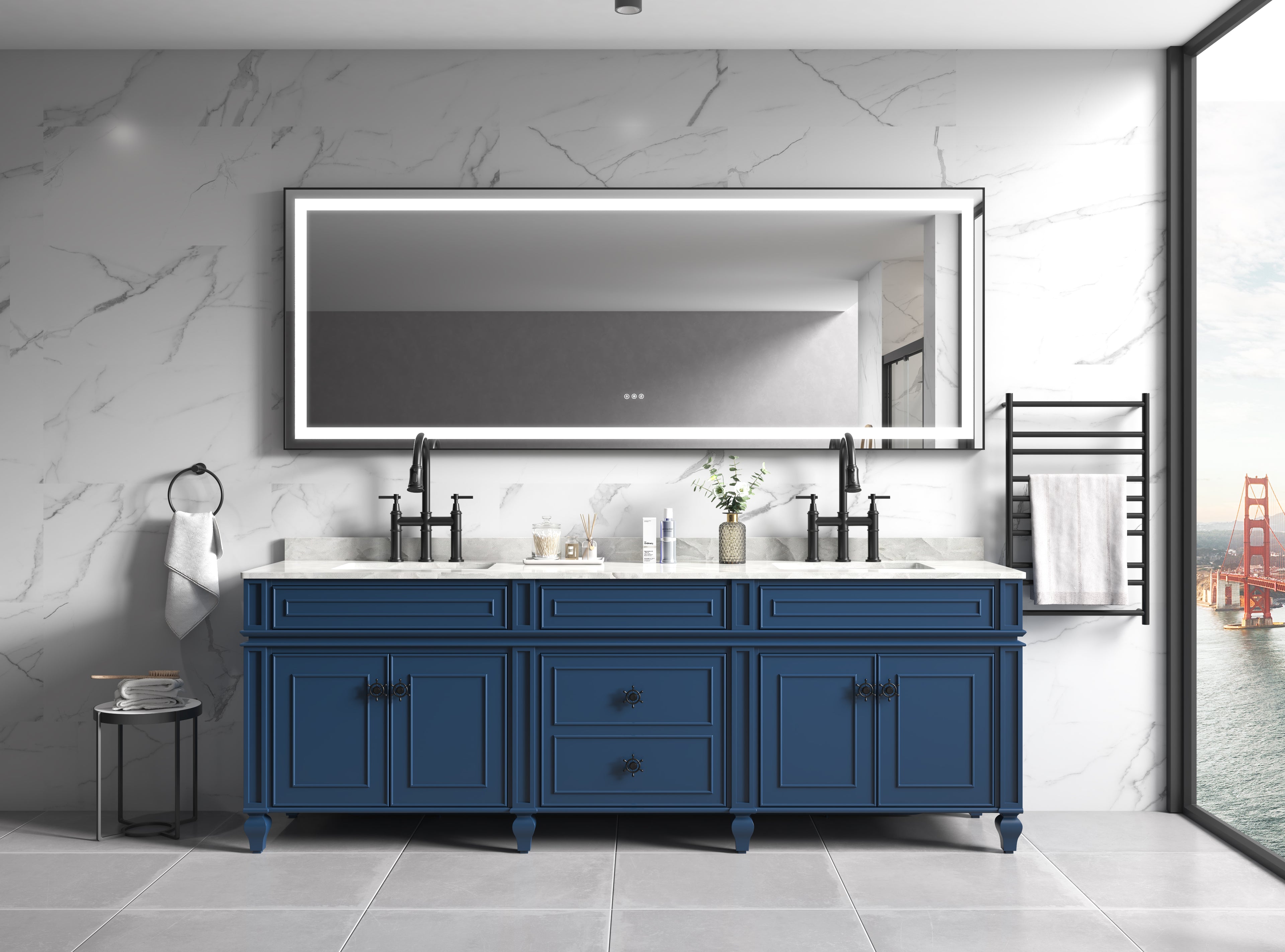 Framed LED Single Bathroom Vanity Mirror