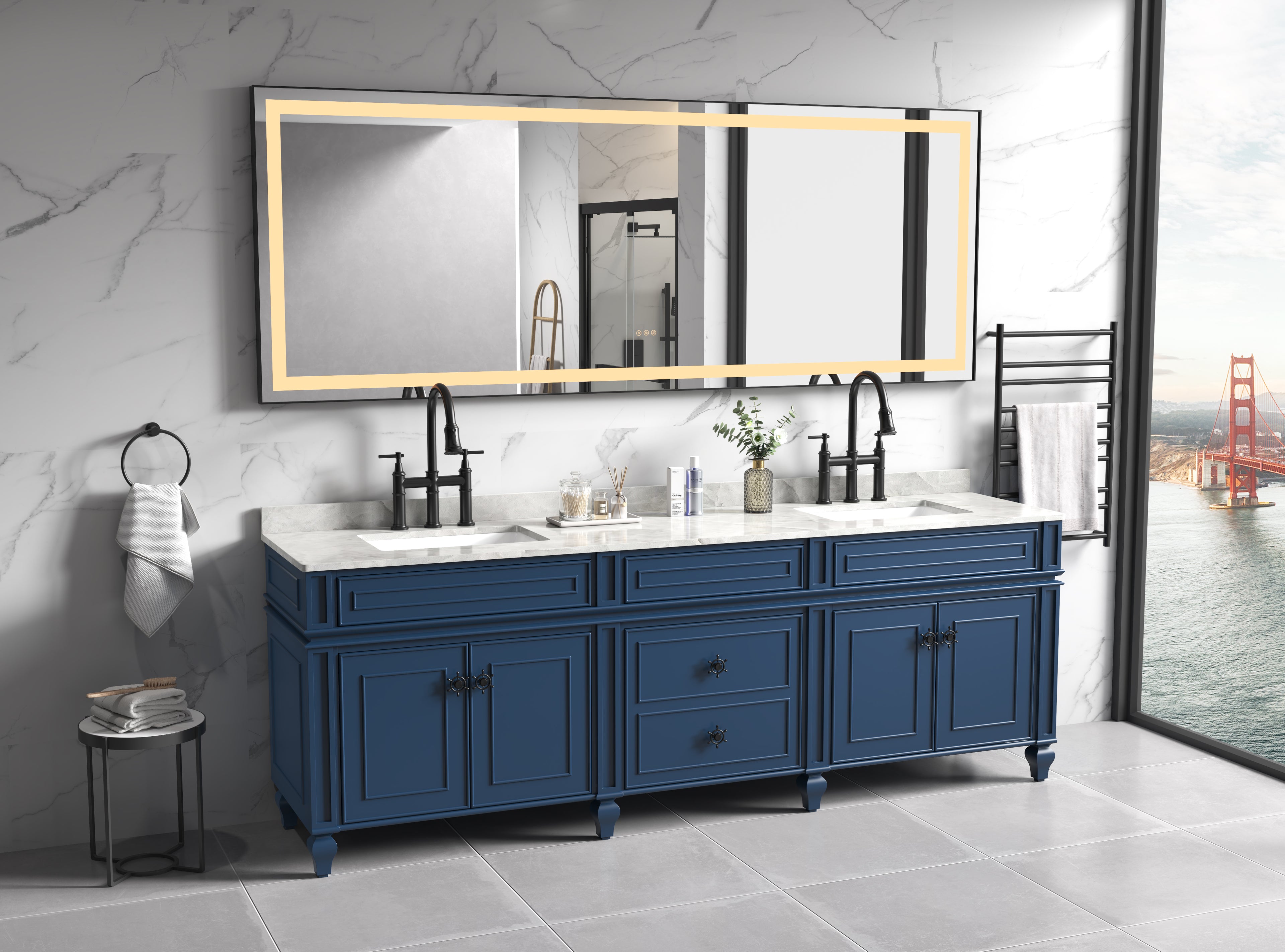 Framed LED Single Bathroom Vanity Mirror