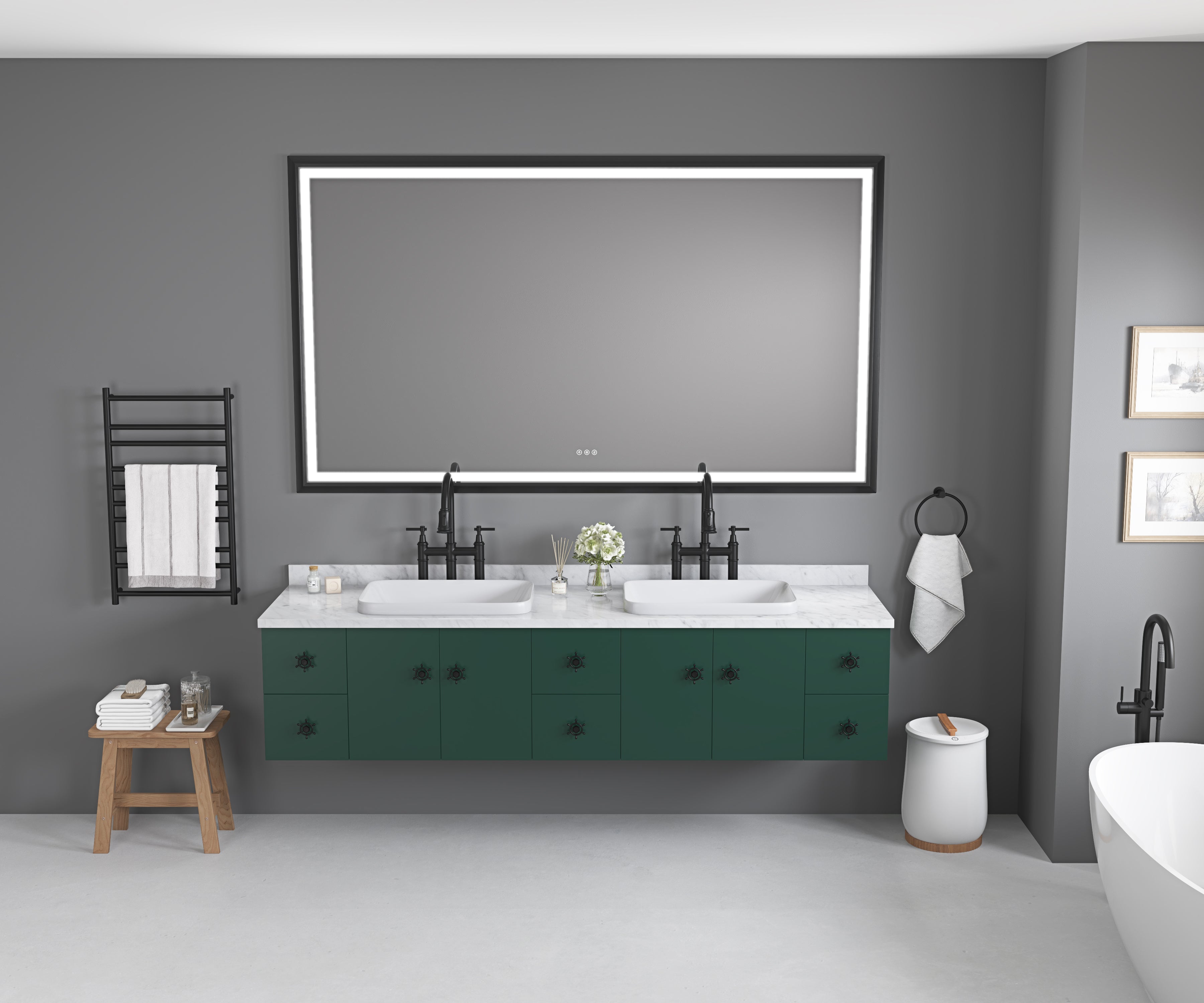 72 Inch W x 48 Inch H Oversized Rectangular Bathroom Mirror
