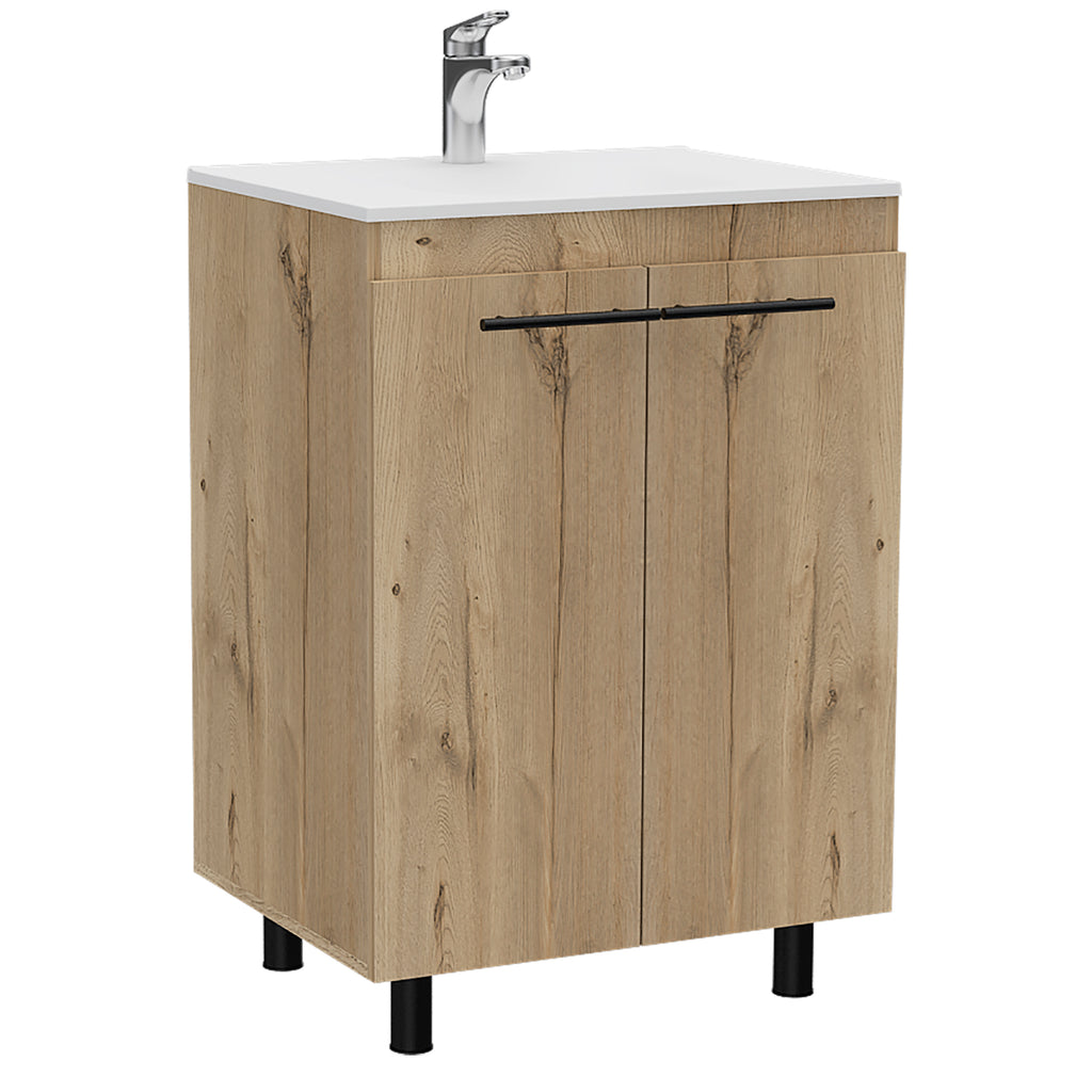 Khari 24" Floor Cabinet, Double Door, Two Shelves - Light