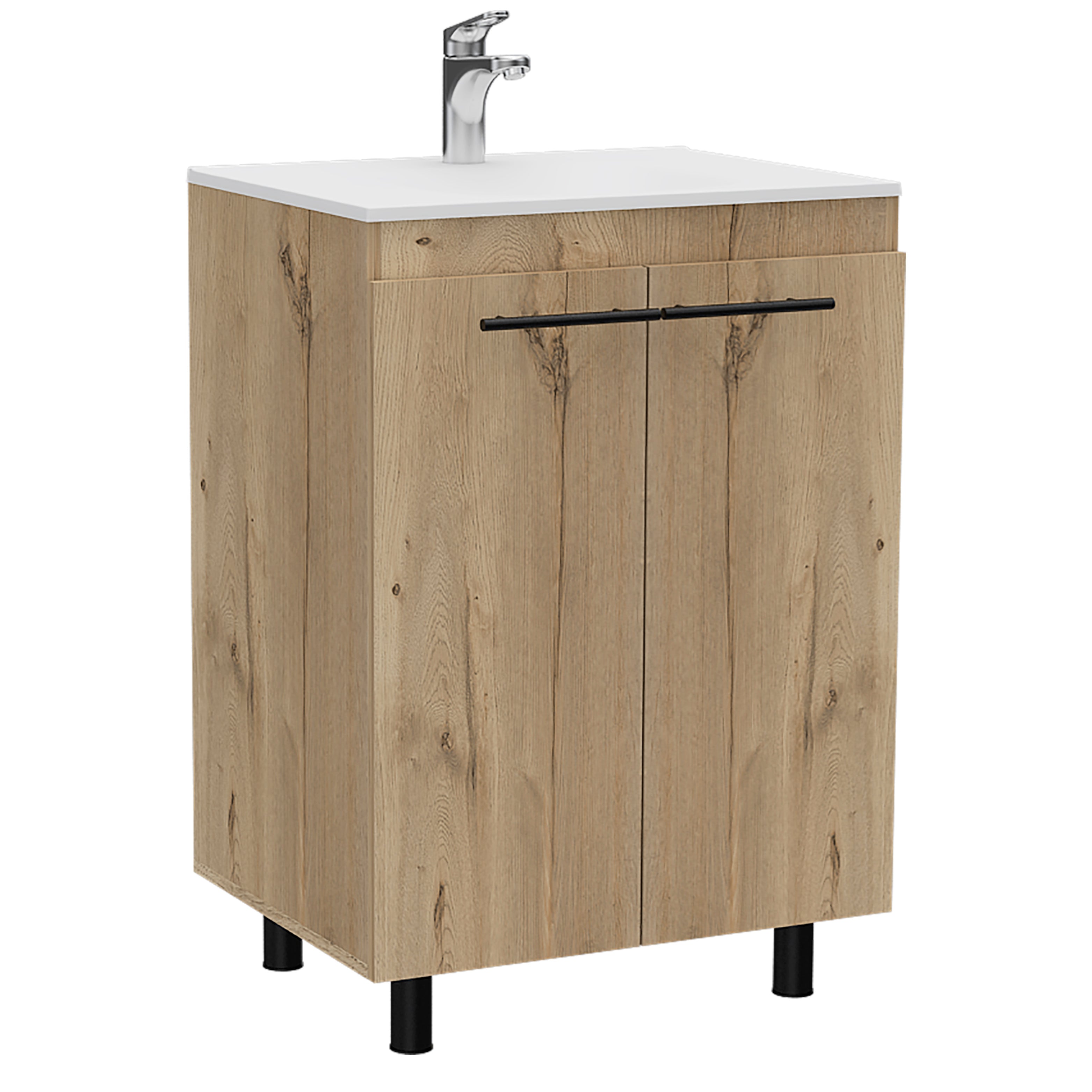 Khari 24" Floor Cabinet, Double Door, Two Shelves - Light