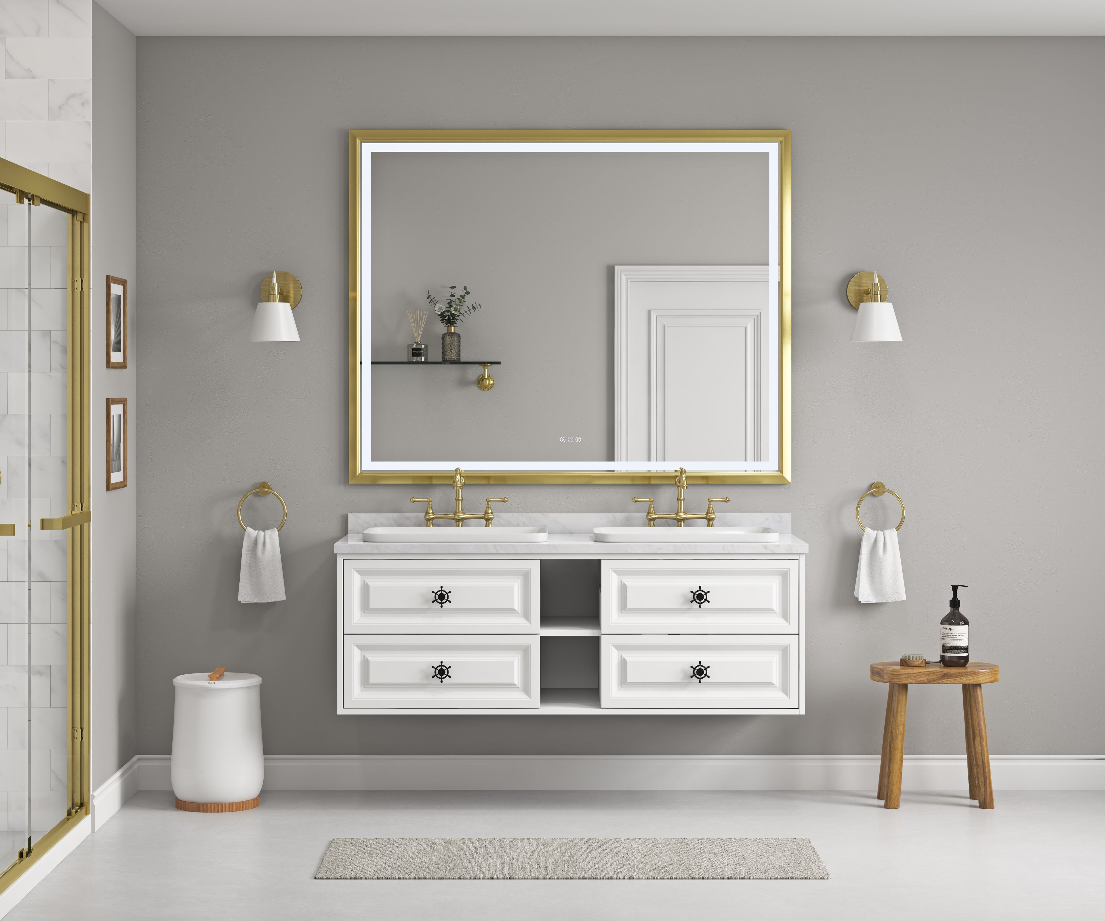 60in. LED Lighted Bathroom Wall Mounted Mirror