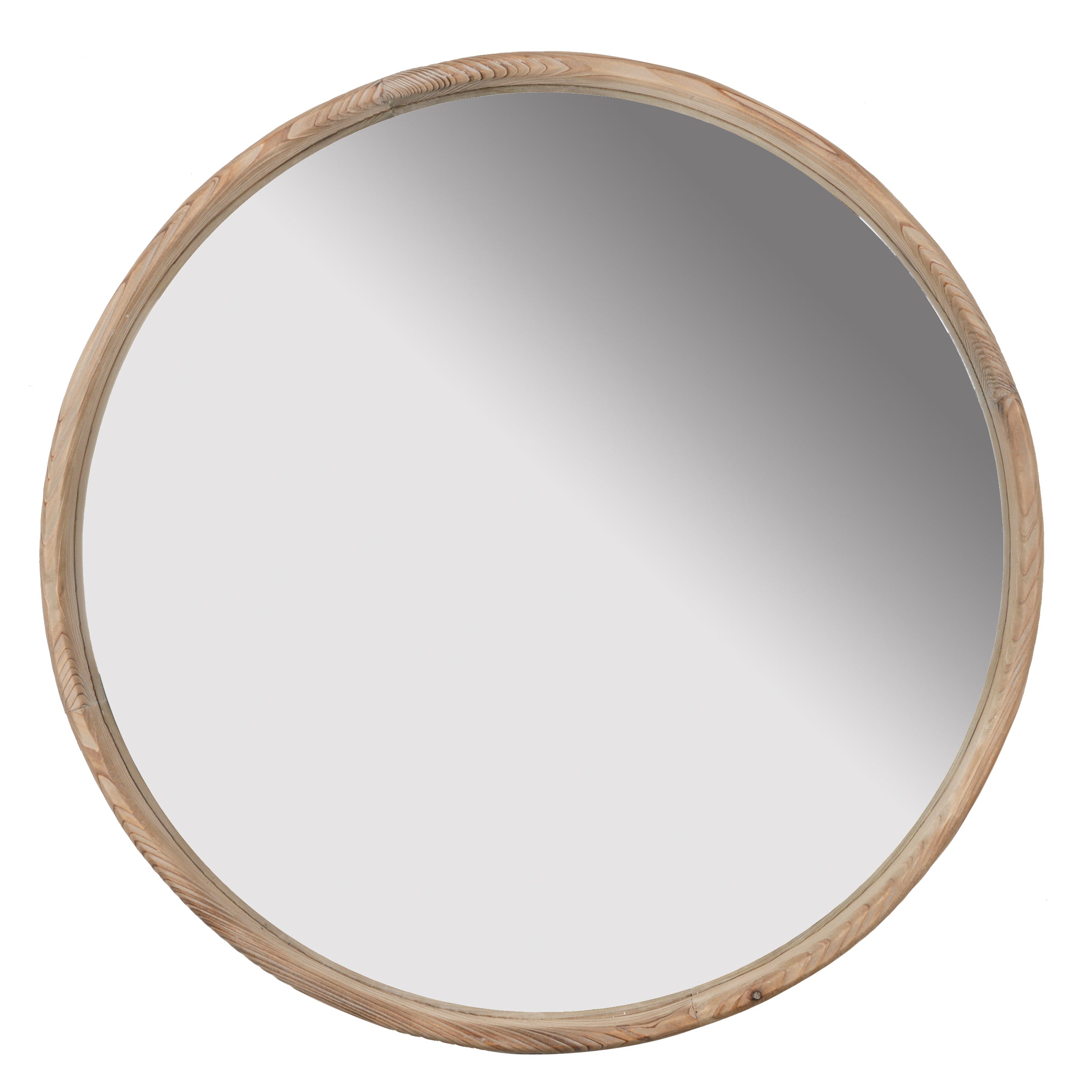 27.5" Round Wood Mirror