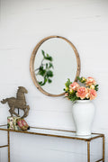 27.5" Round Wood Mirror
