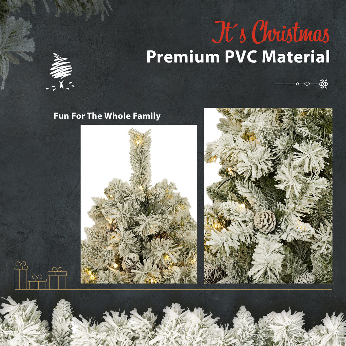 Pre-Lit Artificial Christmas 4-Piece Set with LED Lights, Green