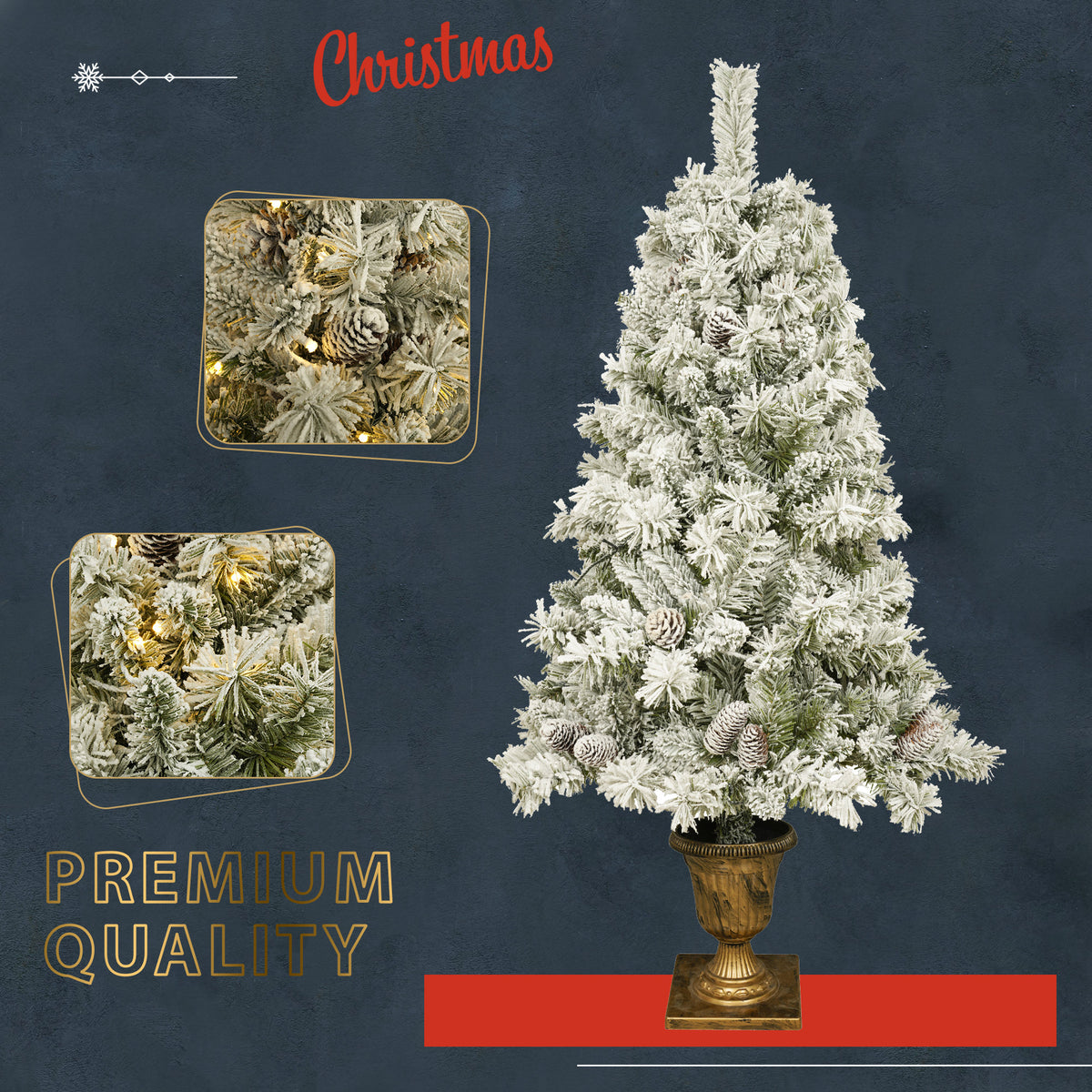 Pre-Lit Artificial Christmas 4-Piece Set with LED Lights, Green