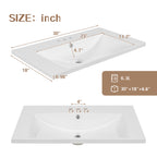 30" Single Bathroom Vanity Top with Ceramic