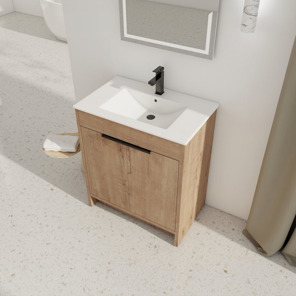 30" Freestanding Bathroom Vanity with Integrated Sink
