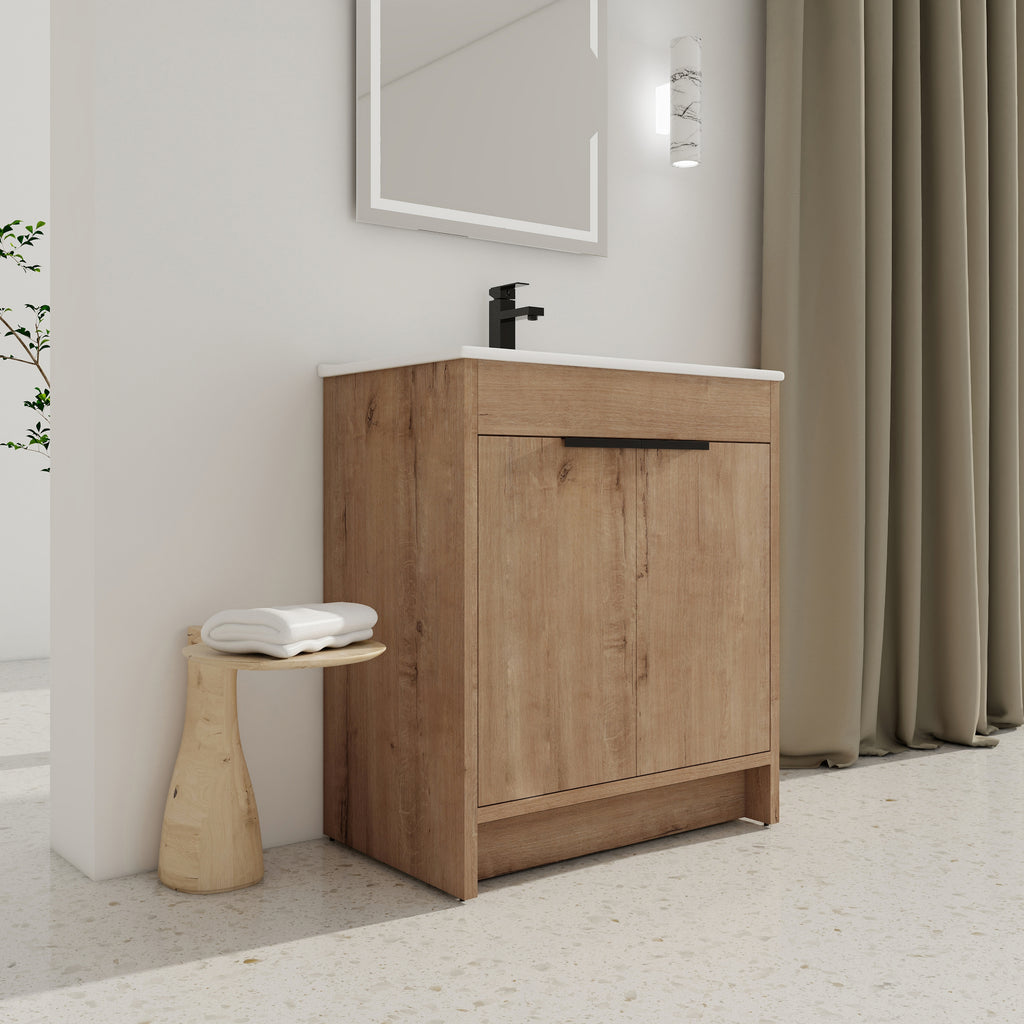 30" Freestanding Bathroom Vanity with Integrated Sink