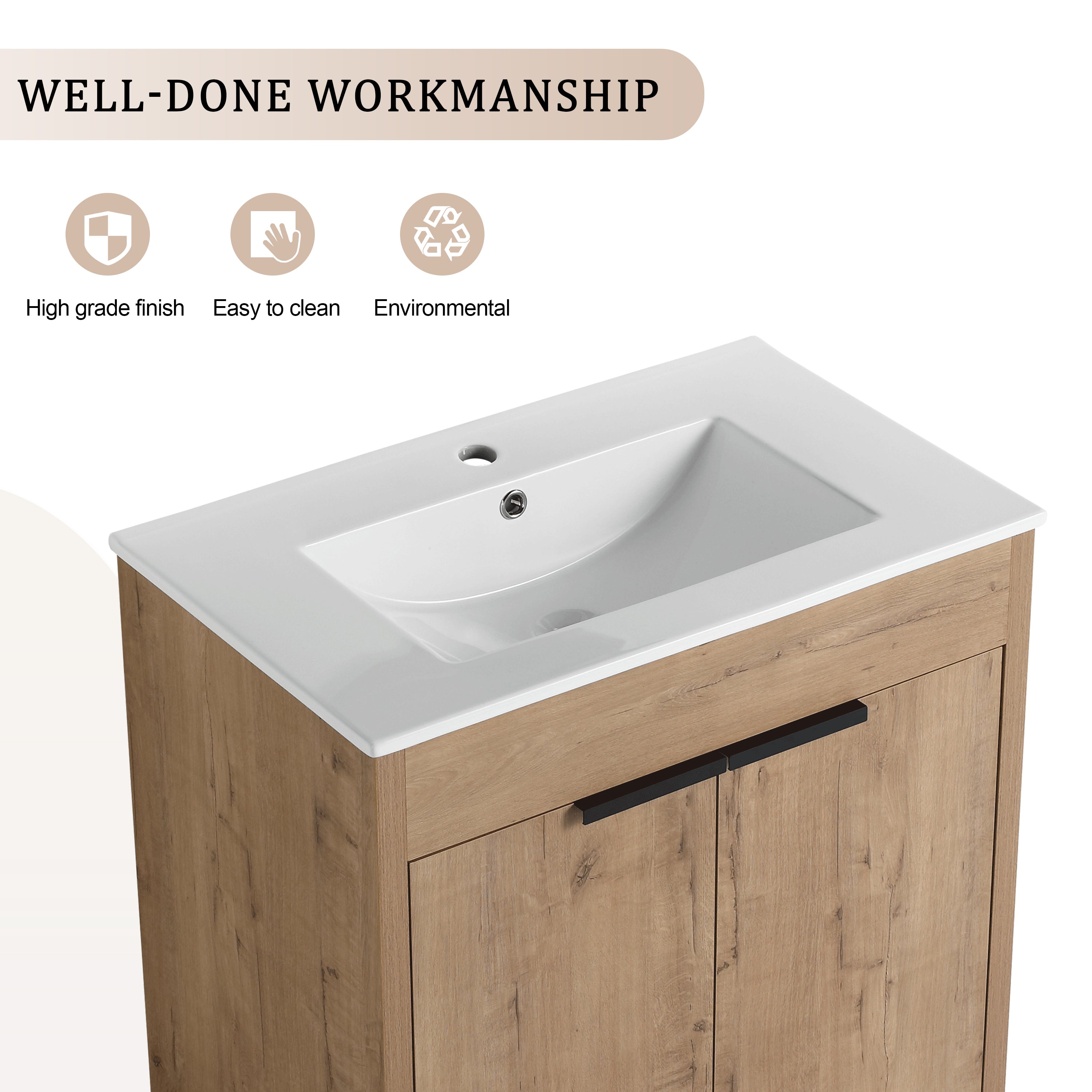30" Freestanding Bathroom Vanity with Integrated Sink