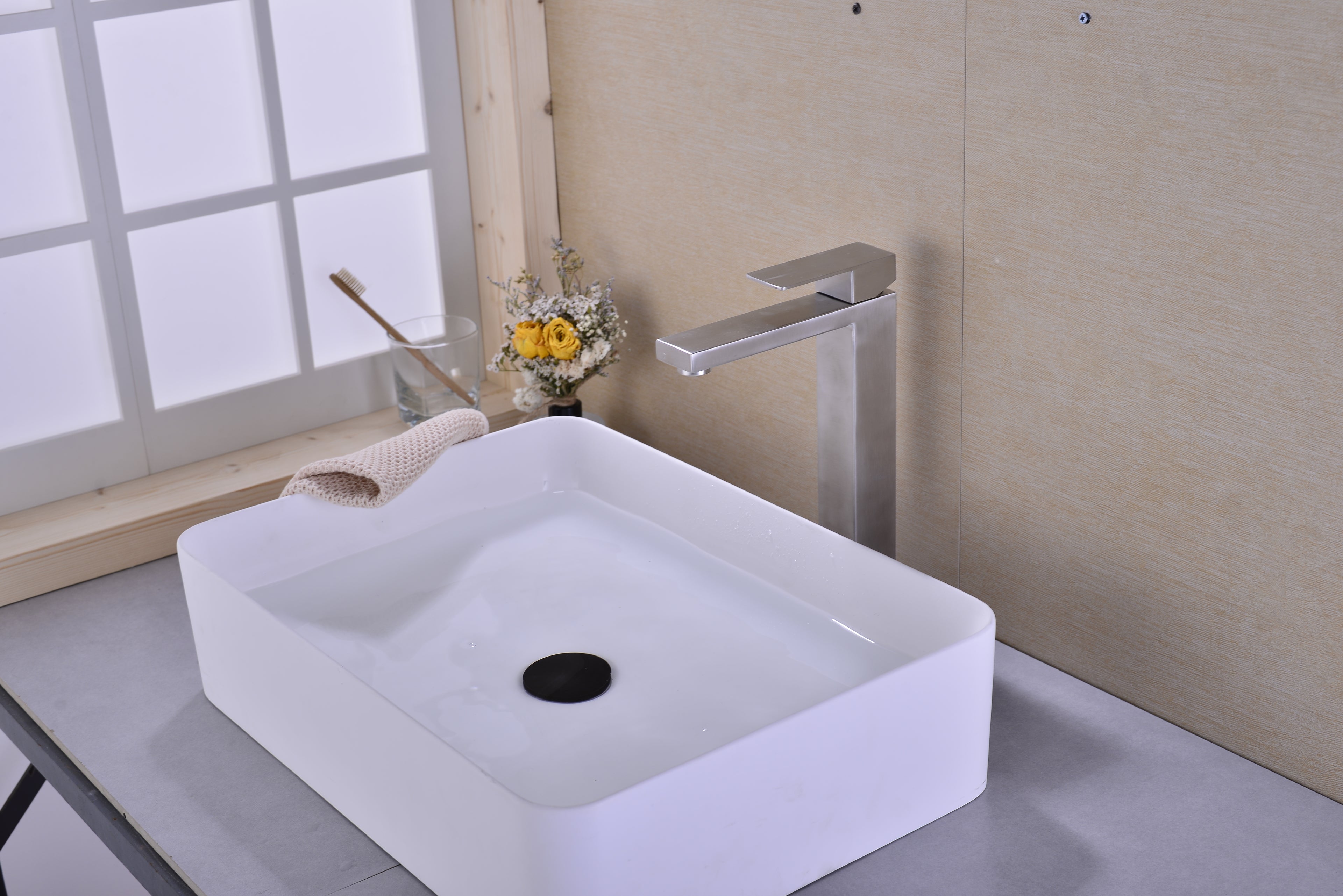 Single Handle Sink Brushed Nickel Vanity Bathroom Faucet