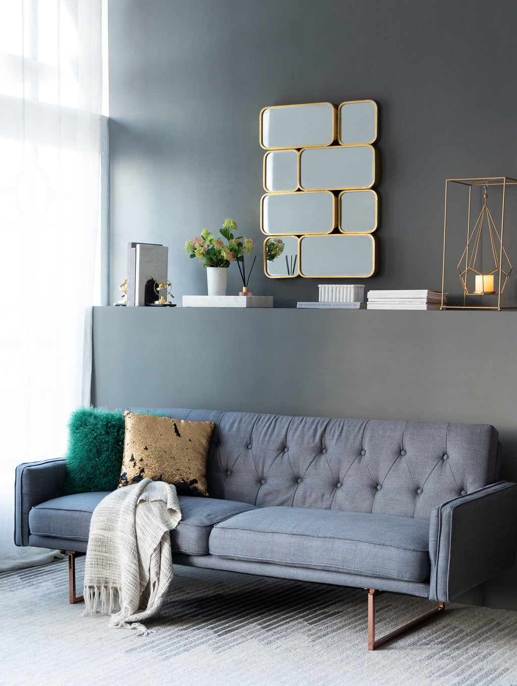32" Golden Metal Framed Decorative Rectangle Mirror