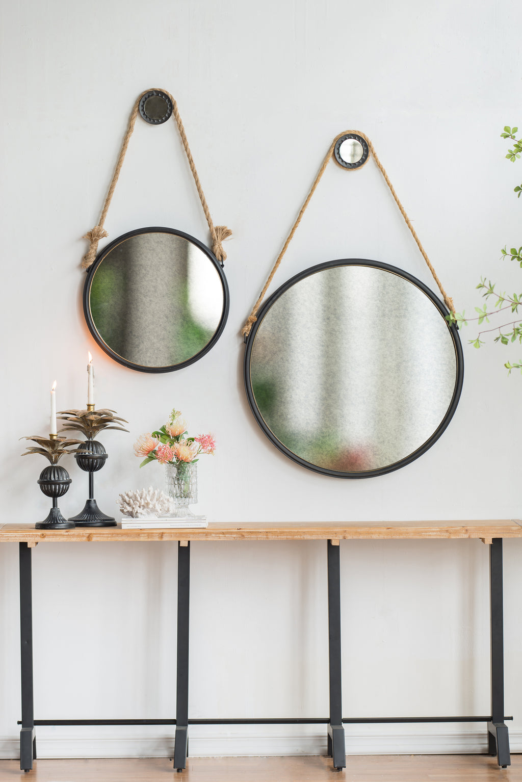 Handsome Cleveland Mirror with Rope Strap