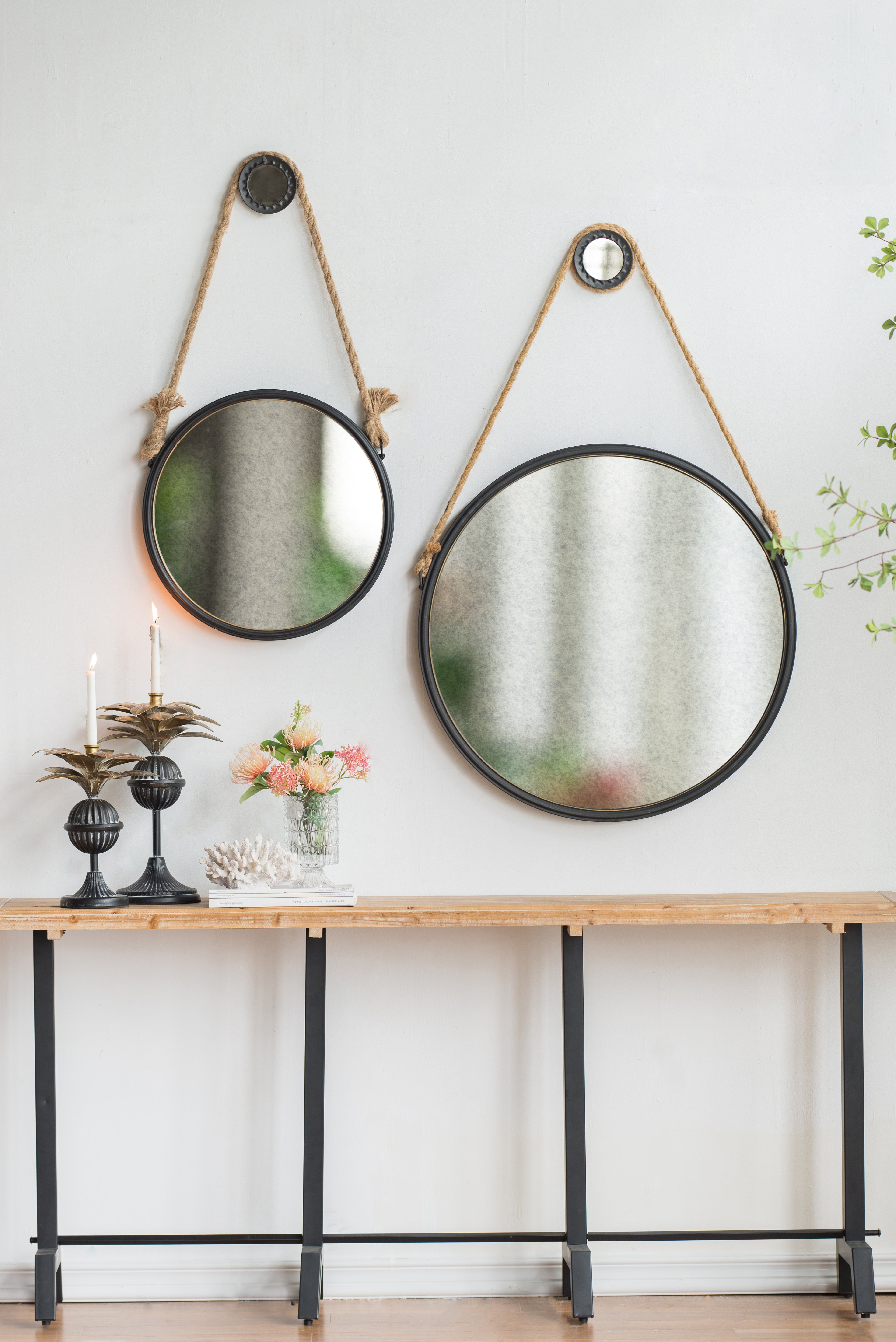 Handsome Cleveland Mirror with Rope Strap