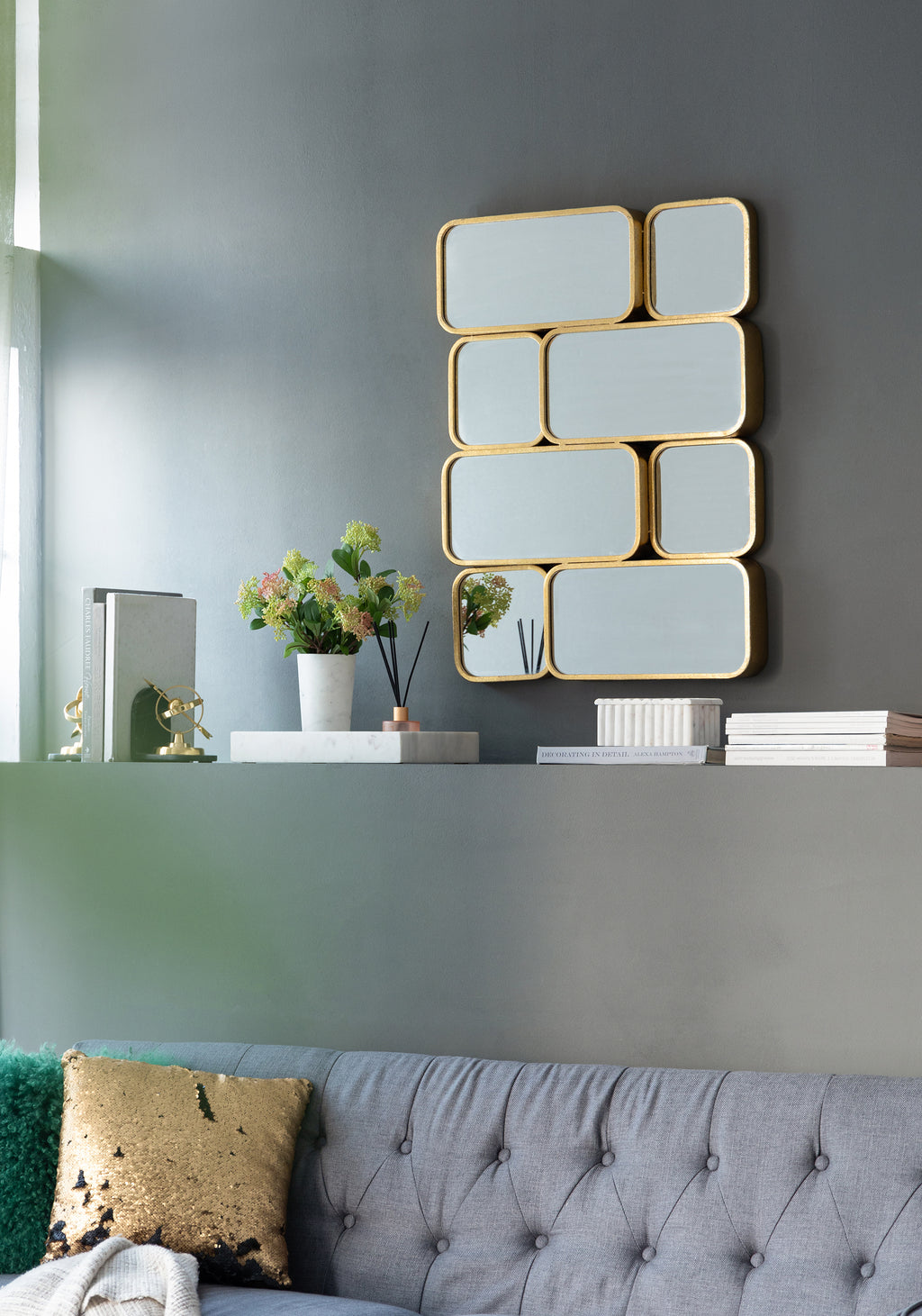 32" Golden Metal Framed Decorative Rectangle Mirror