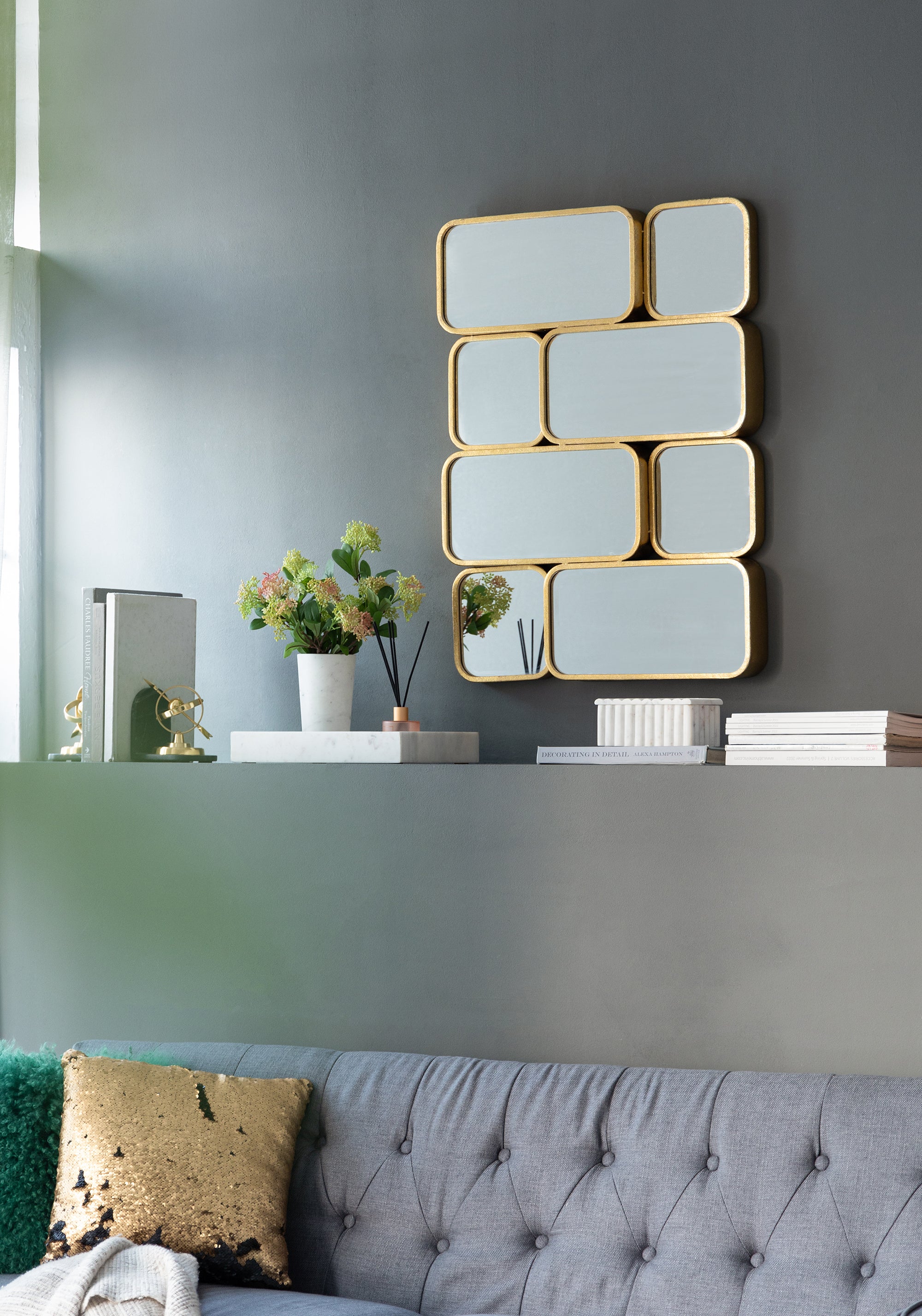 32" Golden Metal Framed Decorative Rectangle Mirror
