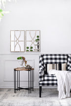 Distressed Rectangular Wooden Wall Mirrors - Set of Two