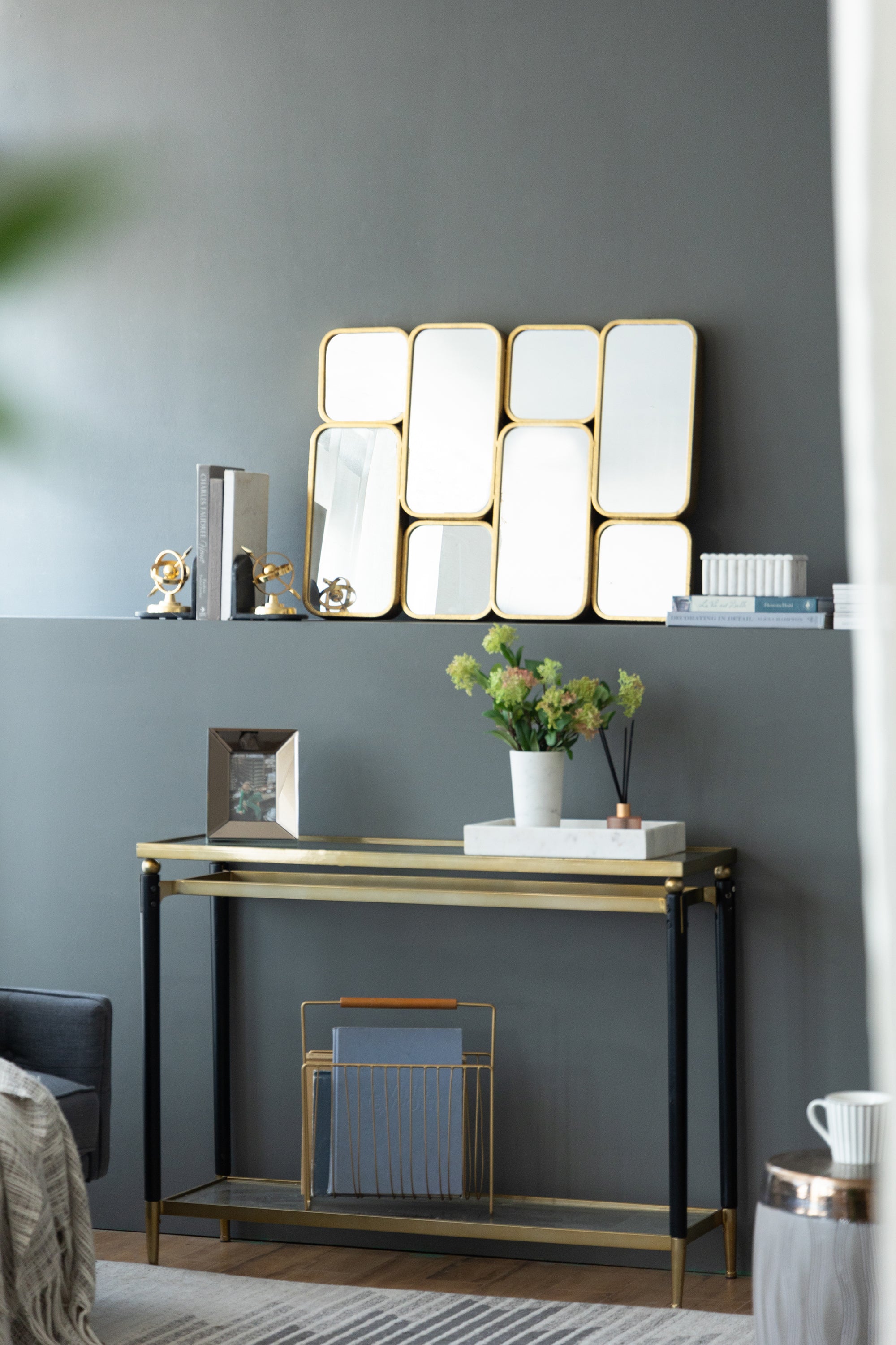 32" Golden Metal Framed Decorative Rectangle Mirror