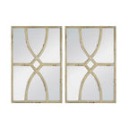 Distressed Rectangular Wooden Wall Mirrors - Set of Two