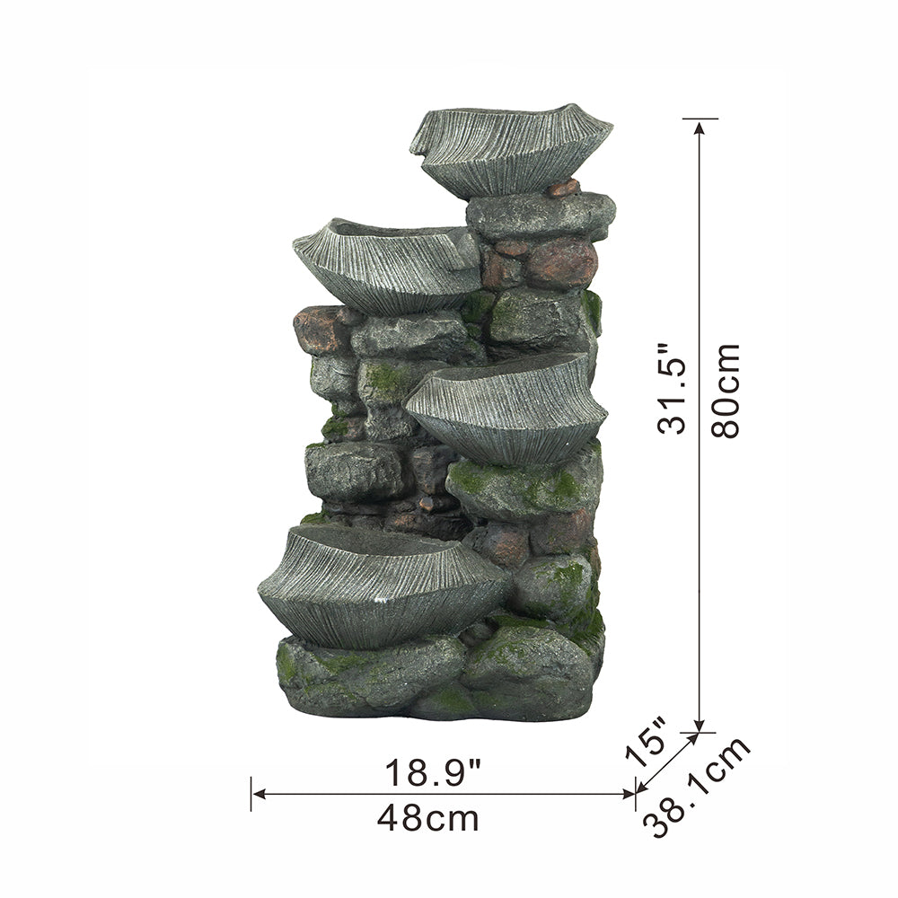 19" Indoor Outdoor Stone Water Fountain
